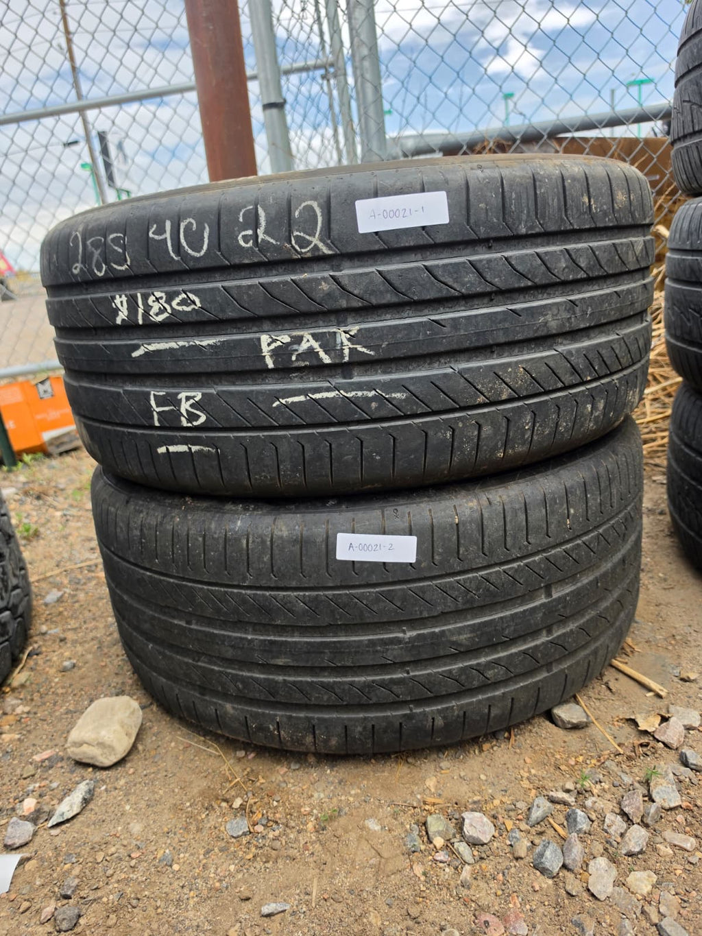 285/40R22 Pair (2 Used Tires) Continental ContiSportContact
