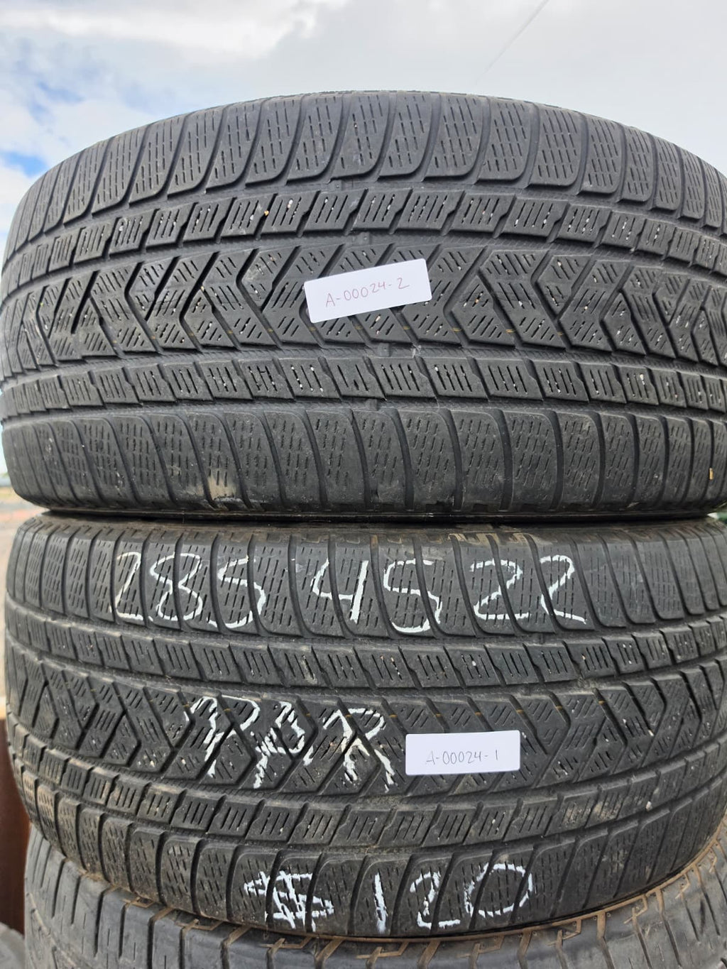 285/45R22 Pair (2 Used Tires) Pirelli Scorpion Snow Tires