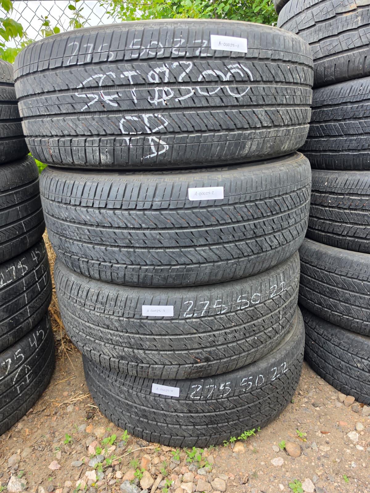 275/50R22 Set (4 Used Tires) Bridgestone Alenza