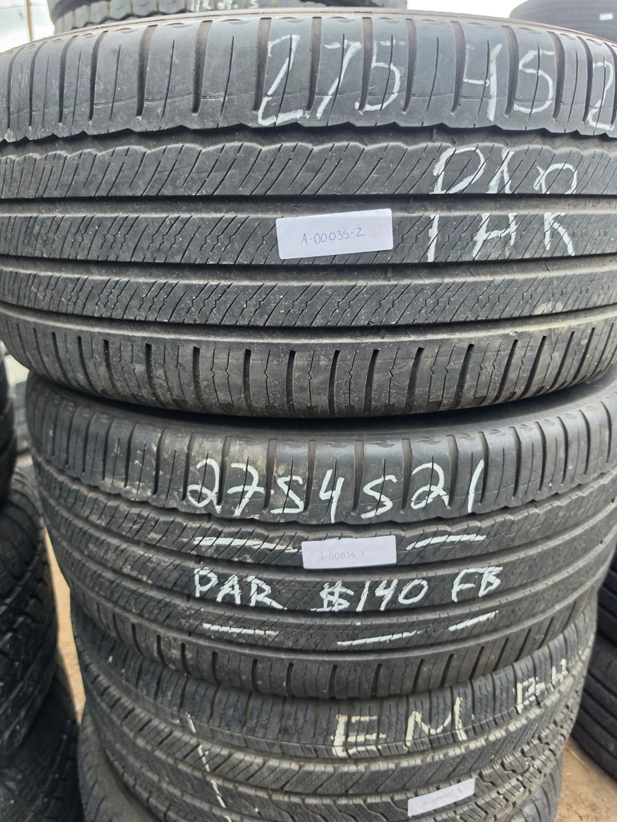 275/45R21 Pair (2 Used Tires) Michelin Primacy Tour