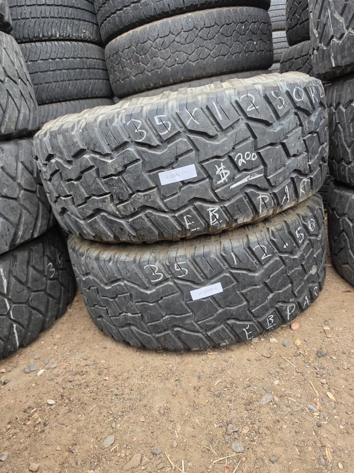 LT35x12.50R20 Pair (2 Used Tires) SuperMax R/T RT-1