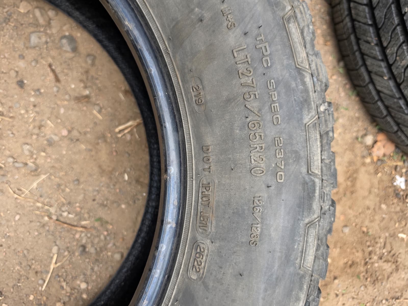 LT275/65R20 Pair (2 Used Tires) Goodyear Wrangler T/R