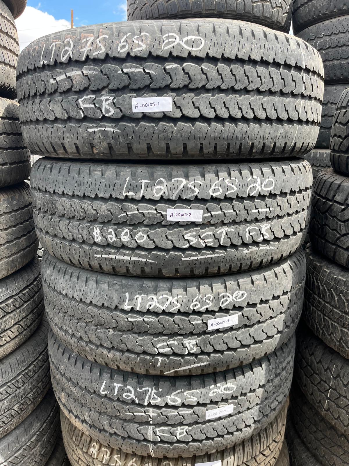 LT275/65R20 Set (4 Used Tires) Firestone Transforce