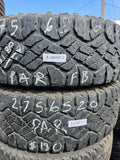 LT275/65R20 Pair (2 Used Tires) Goodyear Wrangler Duratrac