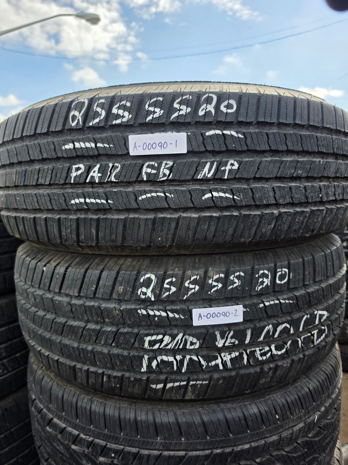 255/55R20 Pair (2 Used Tires) Michelin Defender LTX