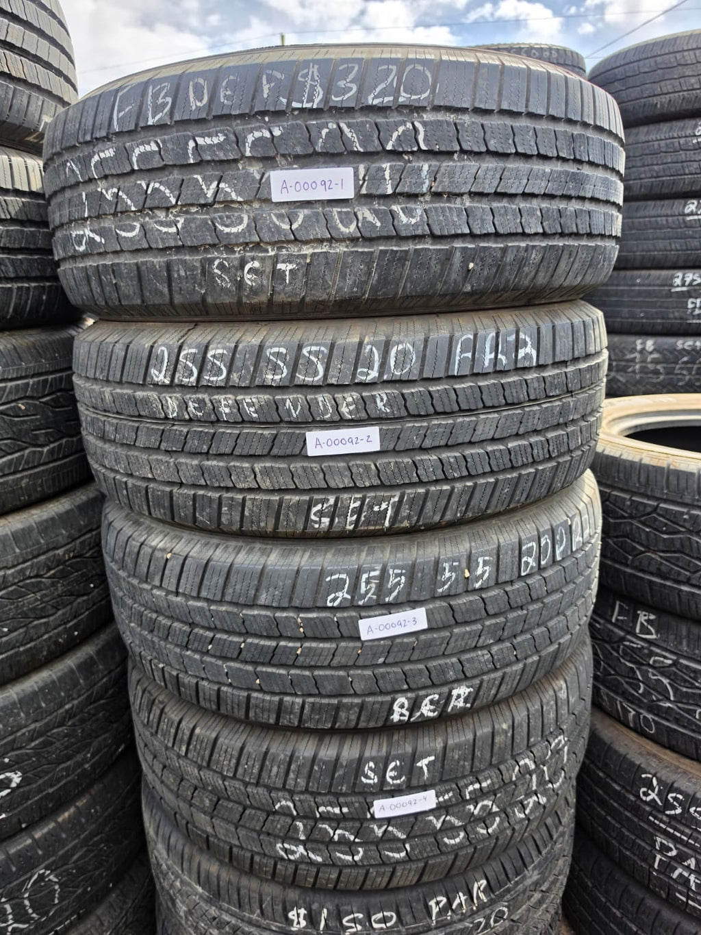 255/55R20 Set (4 Used Tires) Michelin Defender