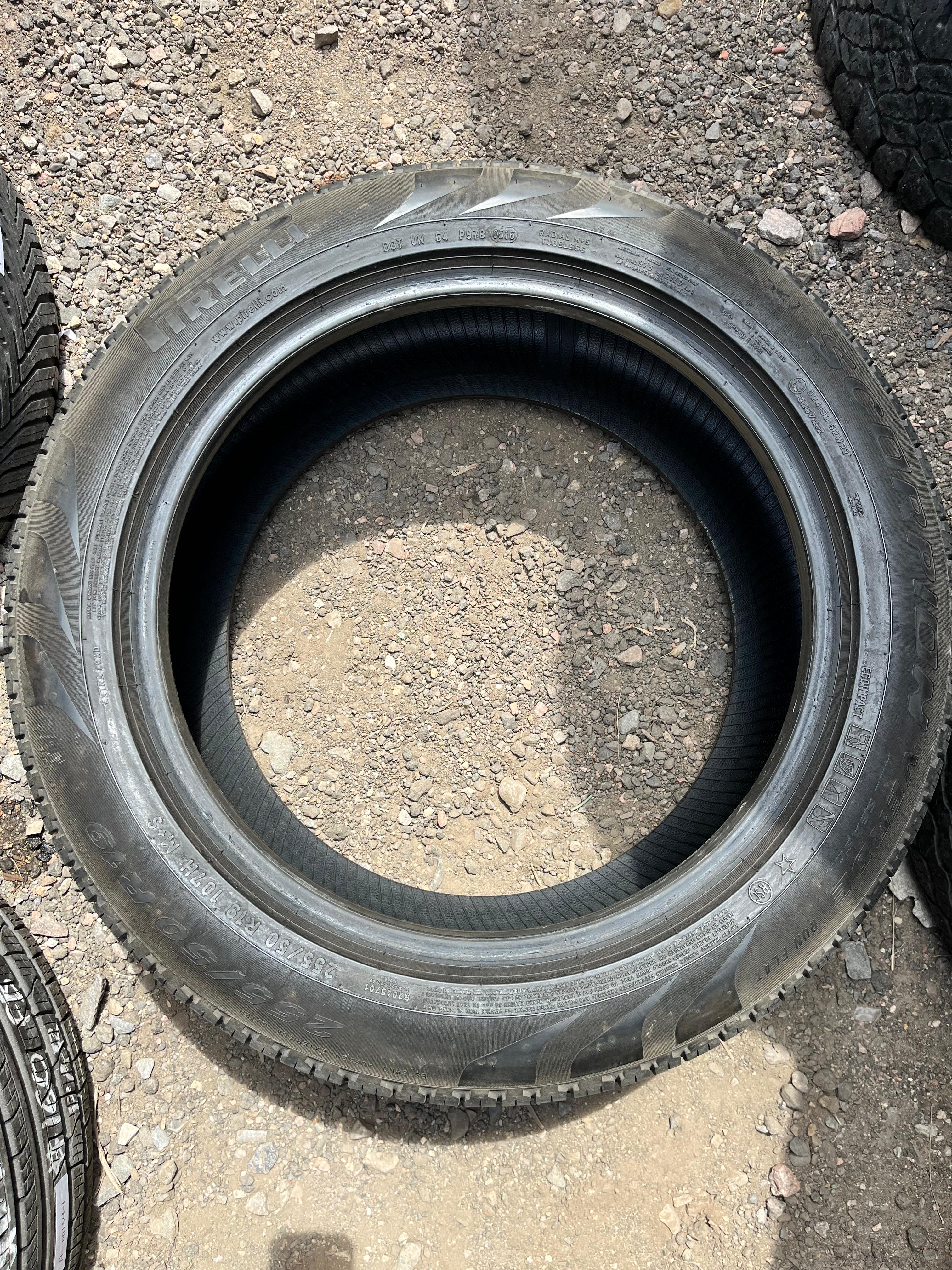 255/50R19 Pair (2 Used Tires) Pirelli Scorpion
