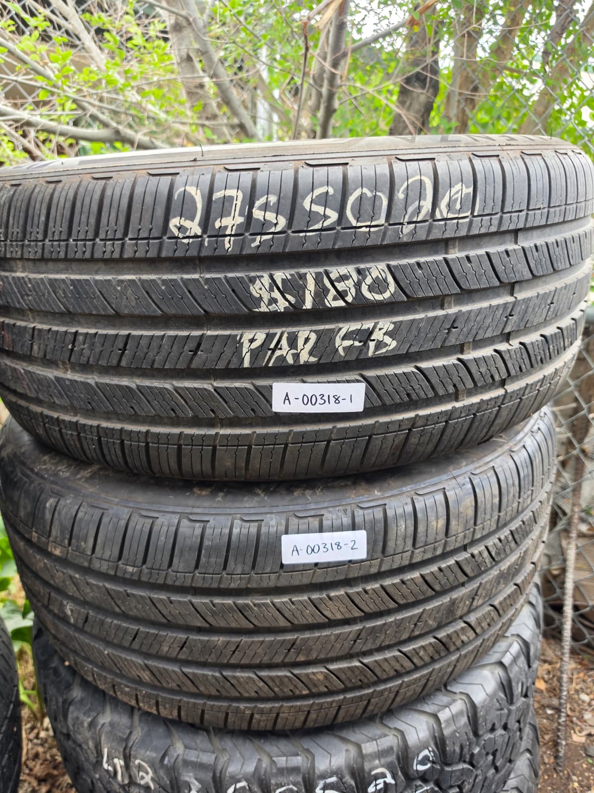 275/50R20 Pair (2 Used Tires) Bridgestone Alenza Sport