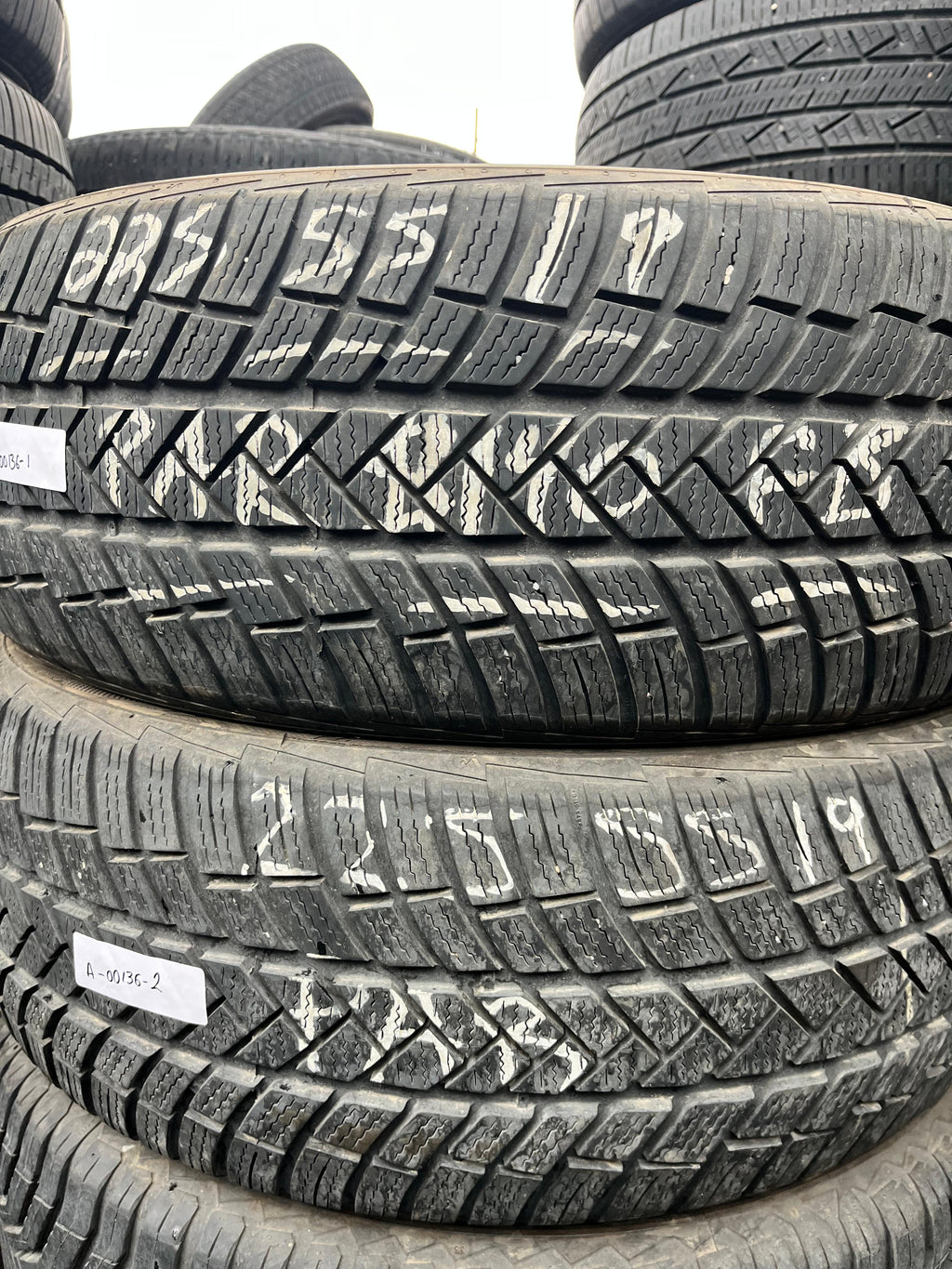 225/55R19 Pair (2 Used Tires) Vredestein Wintrac Pro