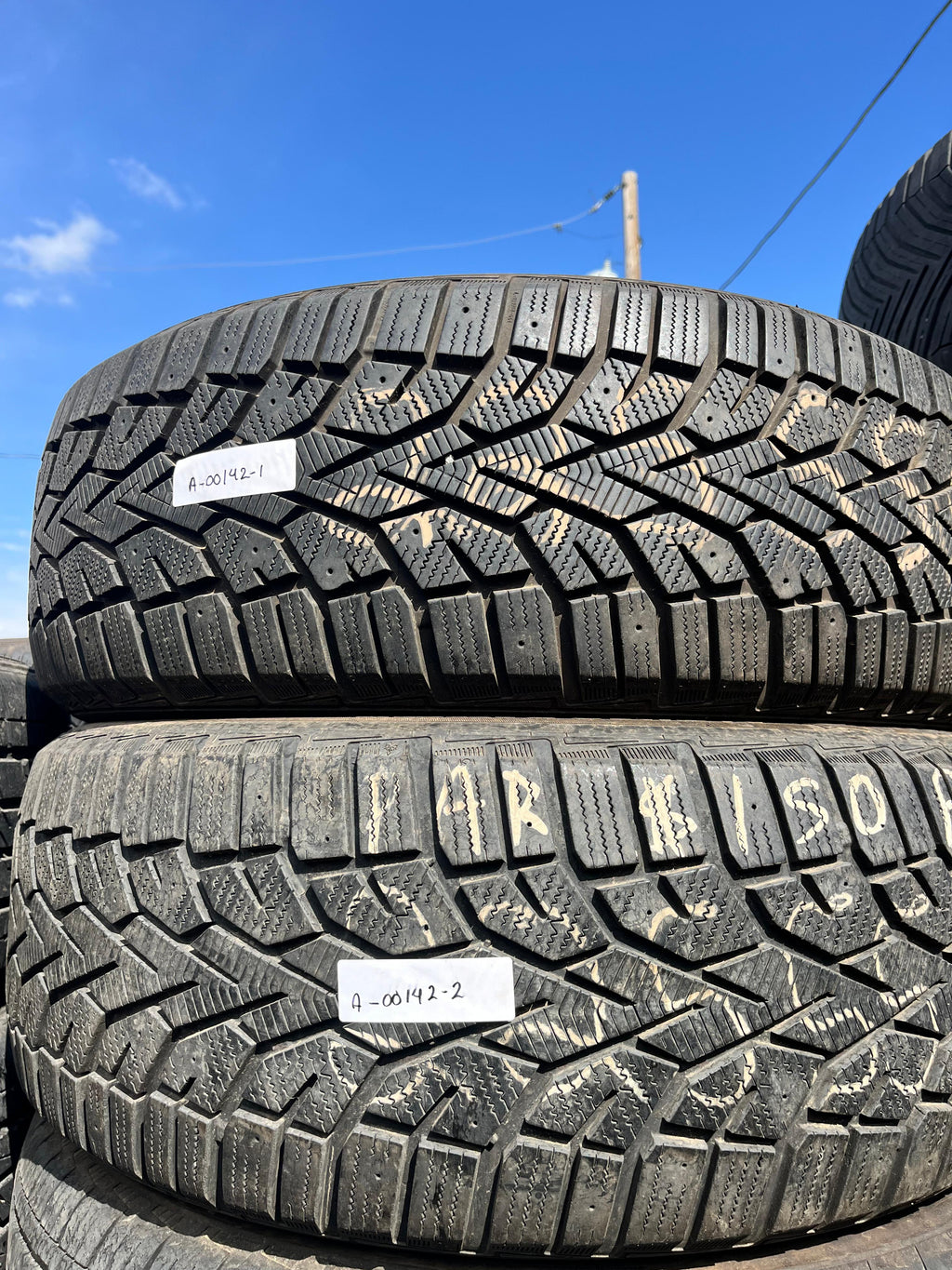 225/55R19 Pair (2 Used Tires) General Altimax Artic 12 Snow Tires