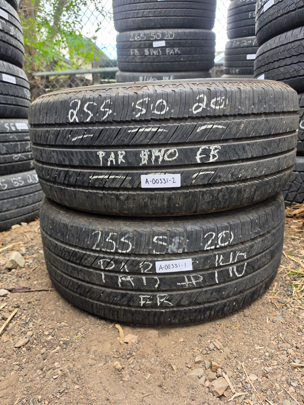 255/50R20 Pair (2 Used Tires) Yokohama Geolander CV