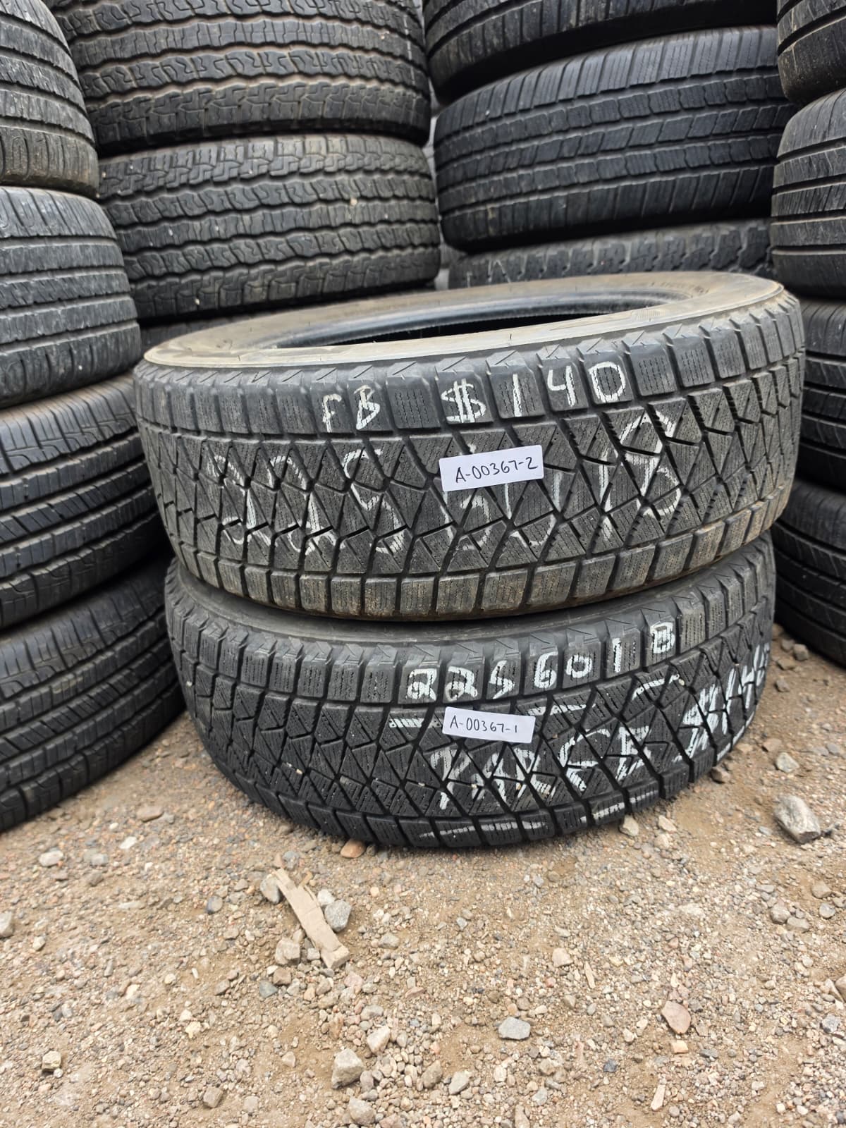 225/60R18 Pair (2 Used Tires) Bridgestone Blizzak Snow Tire