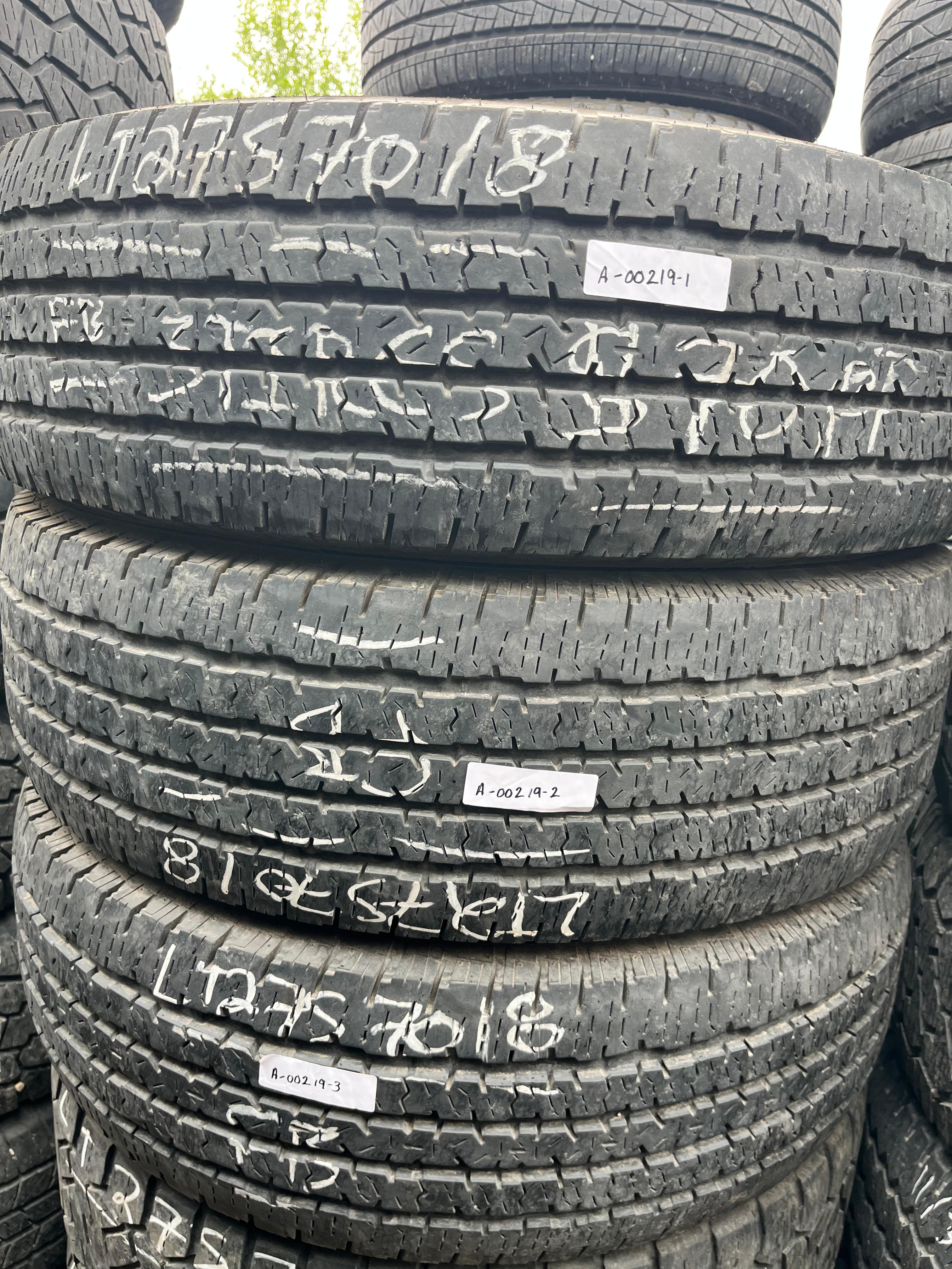 LT275/70R18 (3 used Tires ) Firestone Transforce HT