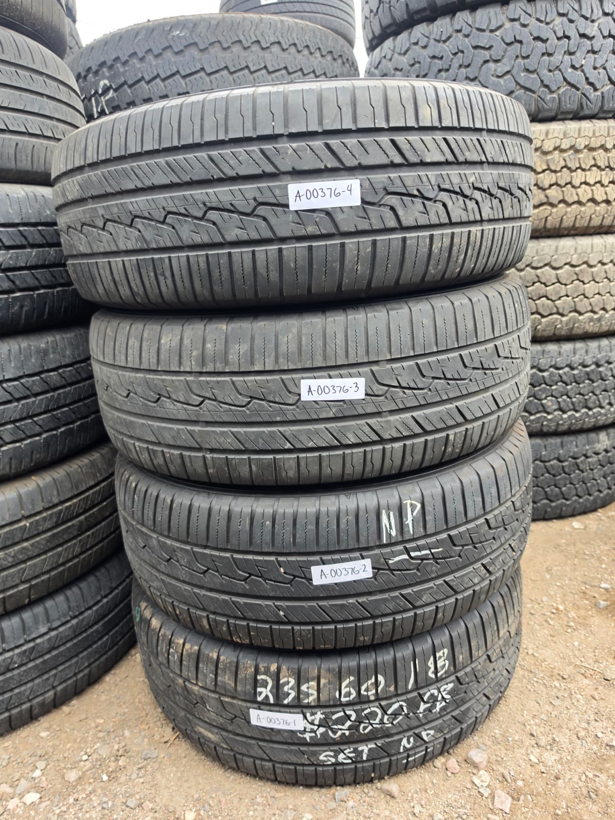 235/60R18 Set (4 Used Tires) Sumitomo HTR A/S P03