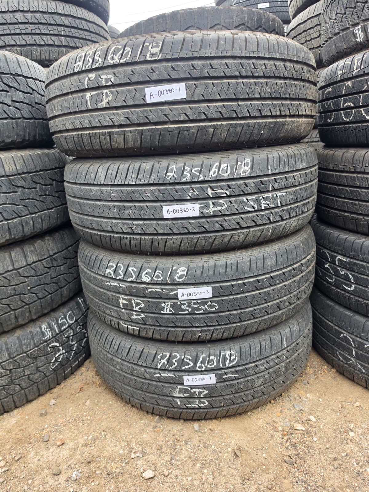 235/60R18 Set (4 Used Tires) Bridgestone Ecopia H/L422