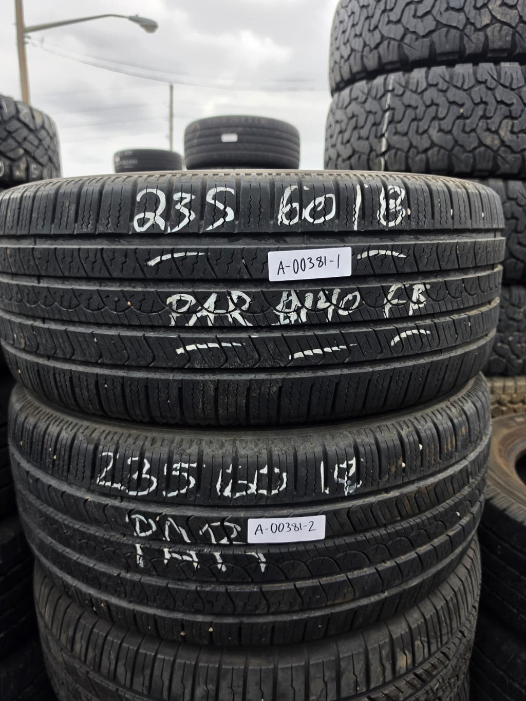 235/60R18 Pair (2 Used Tires) Pirelli Scorpion AS