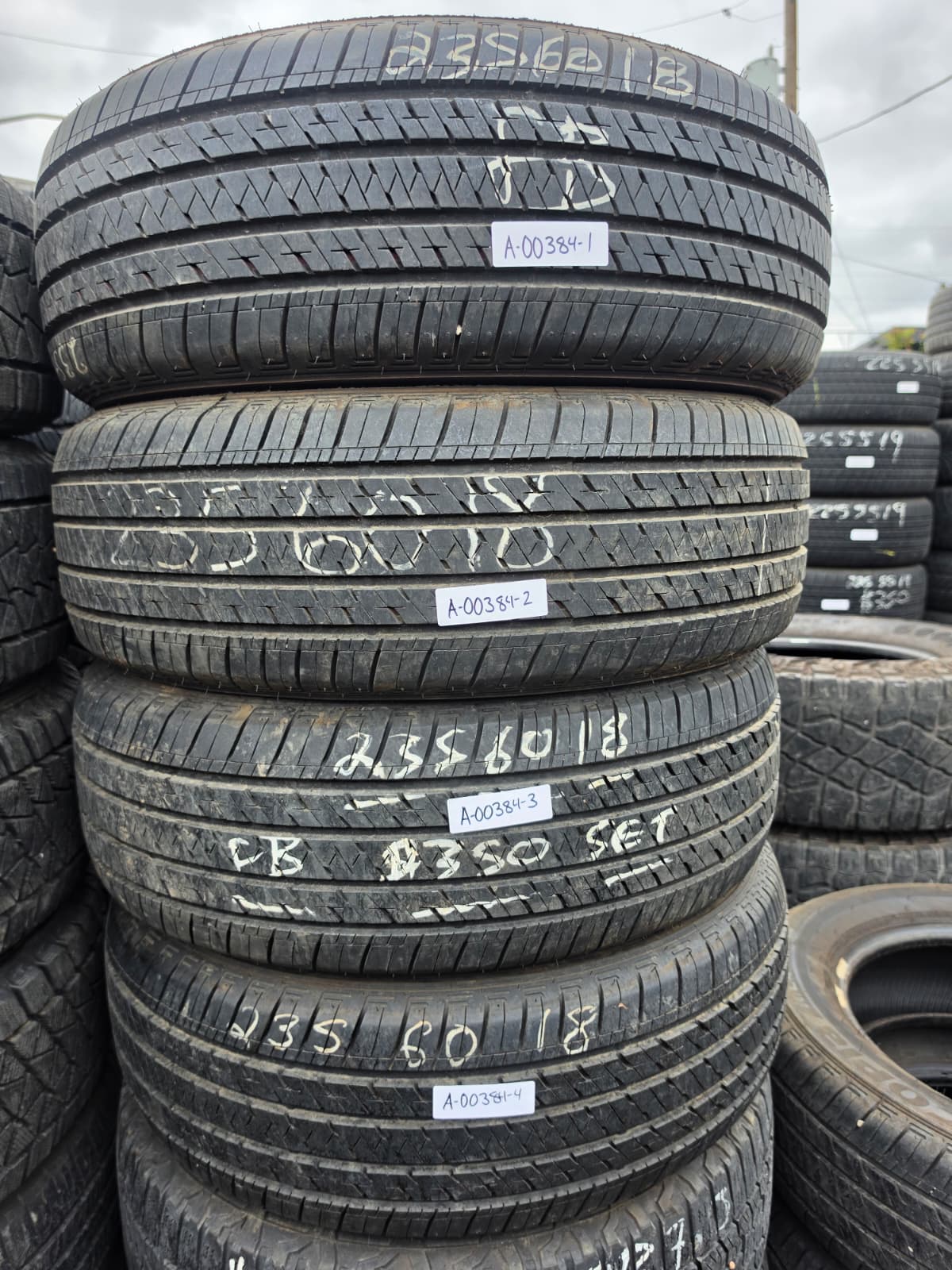 235/60R18 Set (4 Used Tires) Bridgestone Ecopia H/L