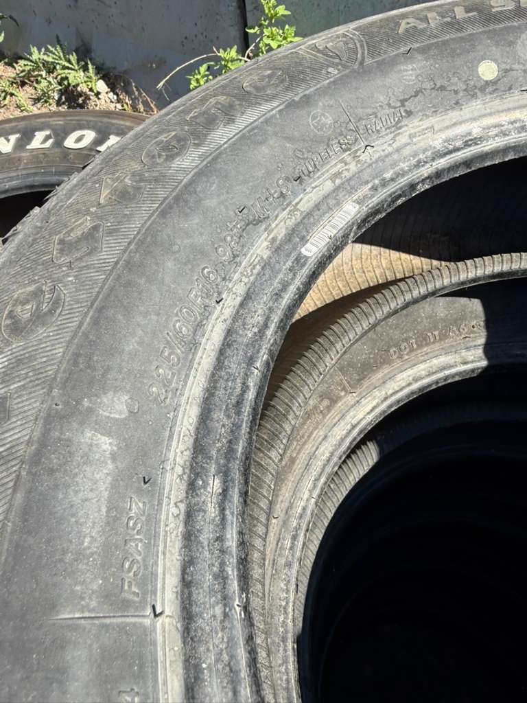 225/60R16 Pair (2 Used Tires) Firestone All Season
