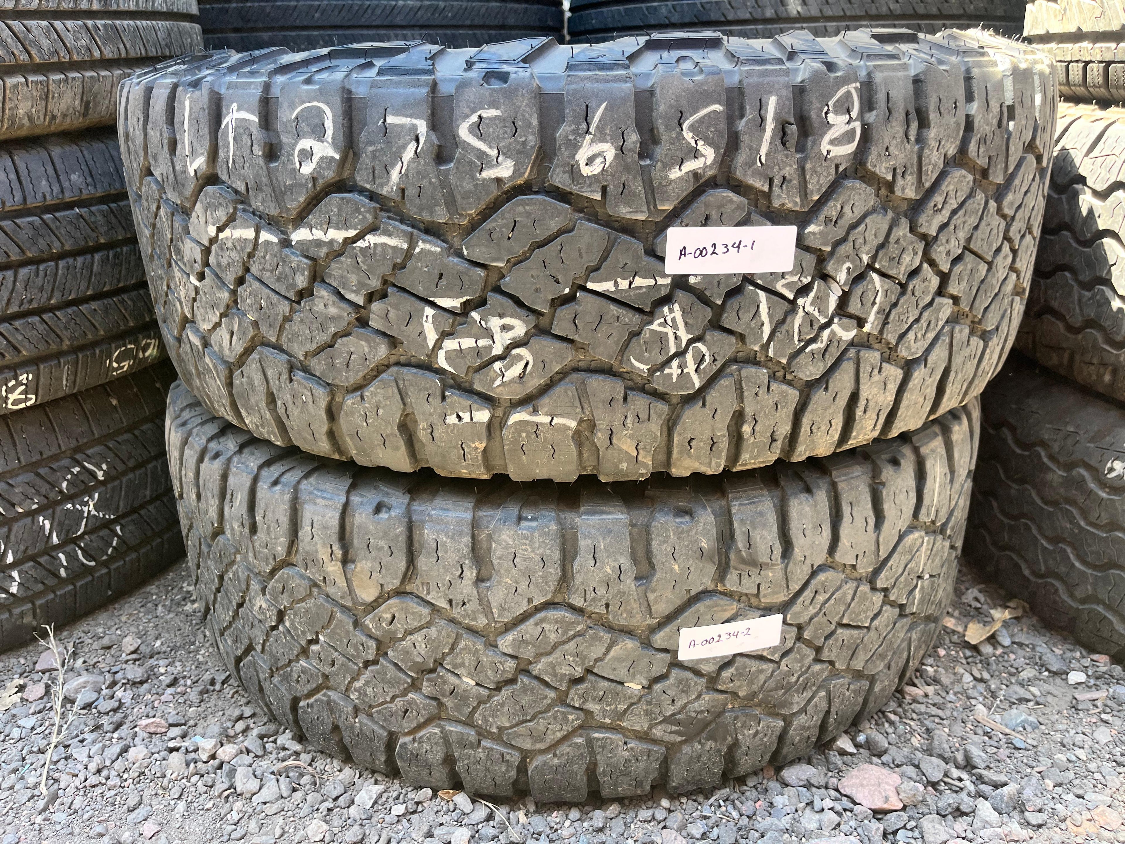 LT275/65R18 Pair (2 Used Tires) Goodyear Wrangler(Duratrac)