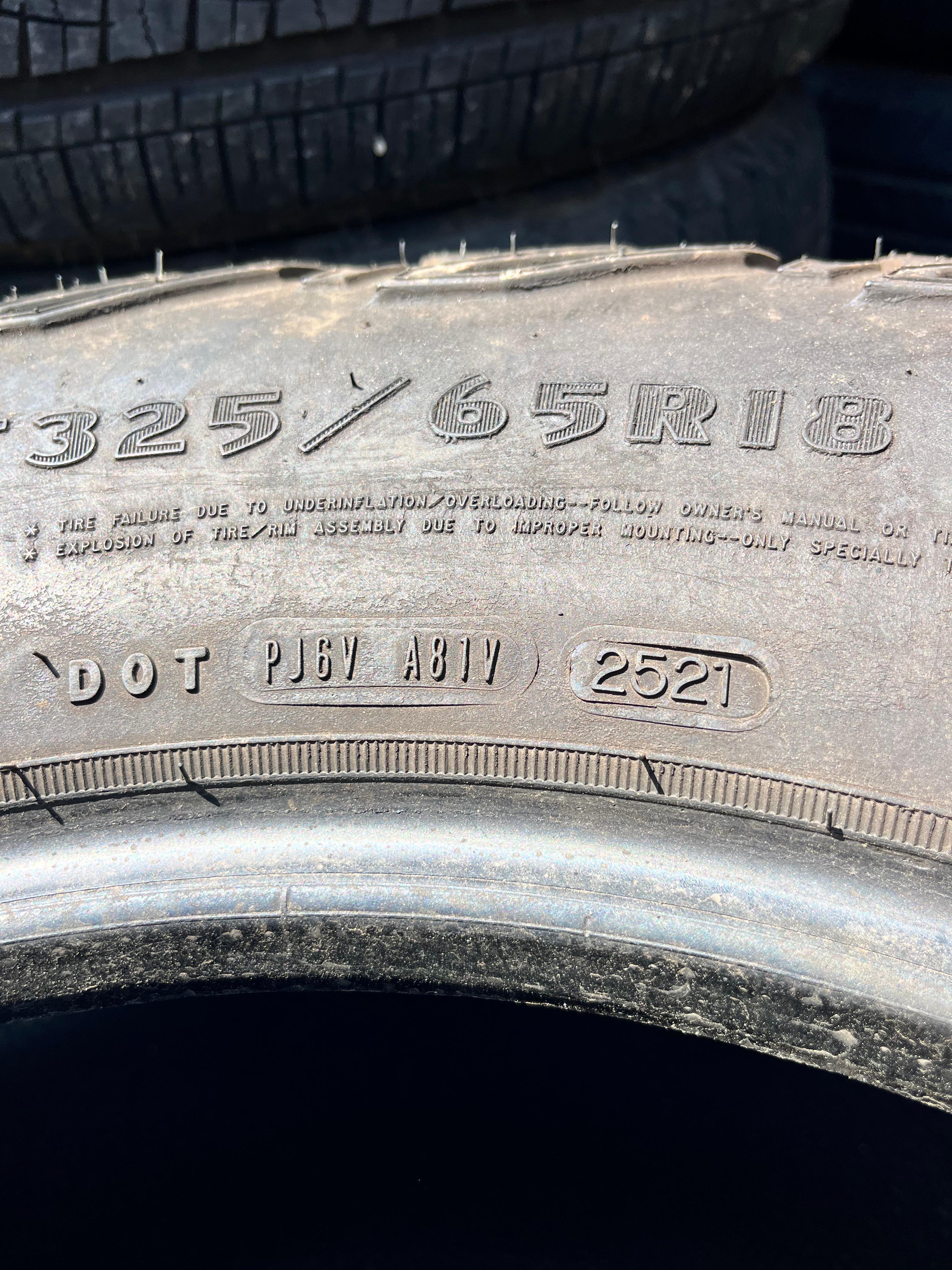 LT325/65R18 Set (4 Used Tires) Goodyear Wrangler(Territory)