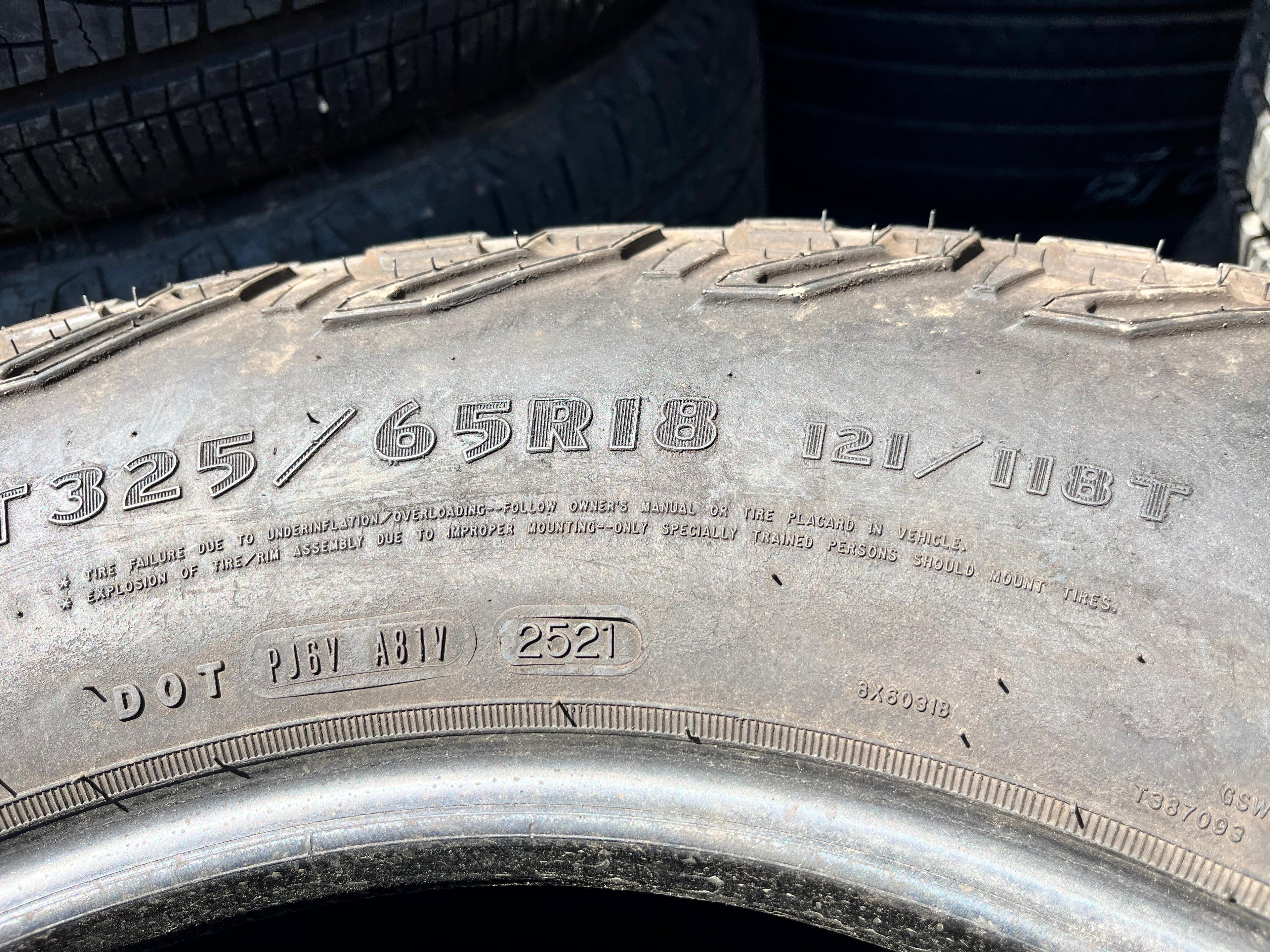 LT325/65R18 Set (4 Used Tires) Goodyear Wrangler(Territory)