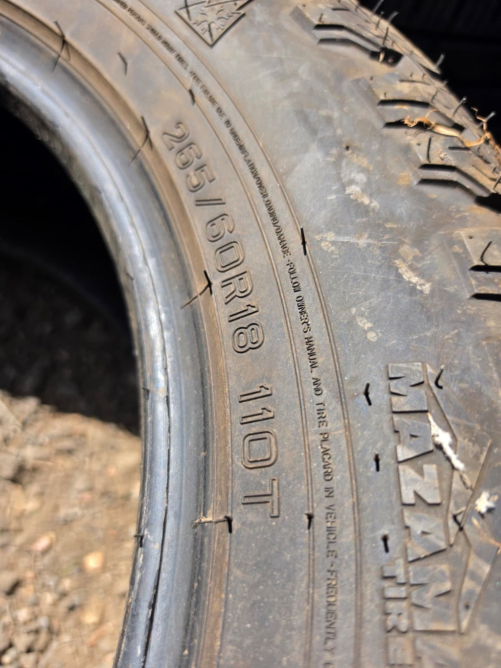 265/60R18 Set (4 Used Tires) Mazama Tire Open Range A/T