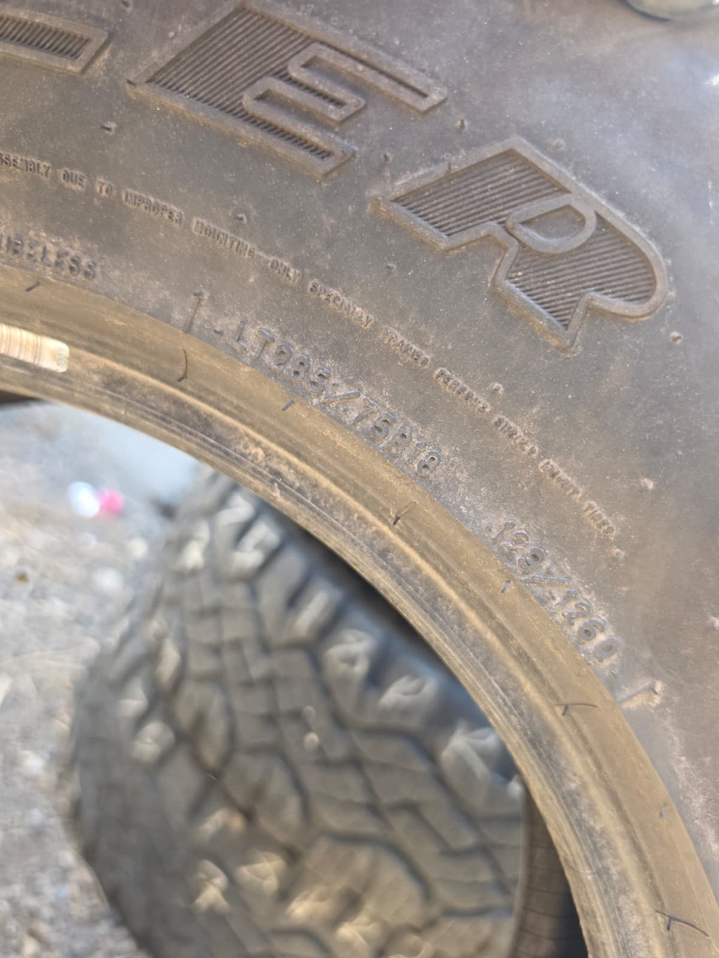 LT285/75R18 Set (4 Used Tires) Goodyear Wrangler DuraTrac