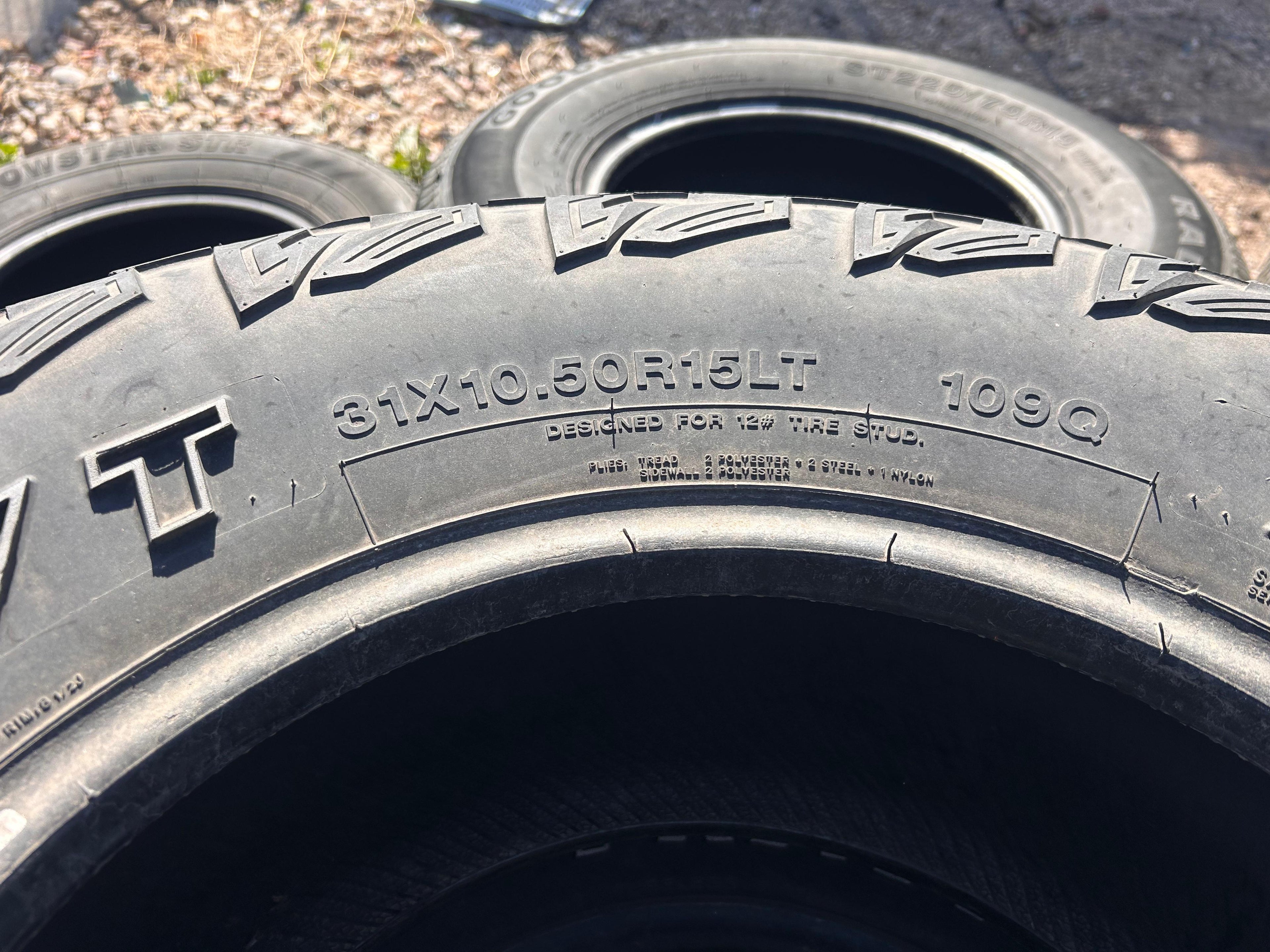 LT31X10.50R15 Pair (2 Used Tires) Duraturn Travia M/T