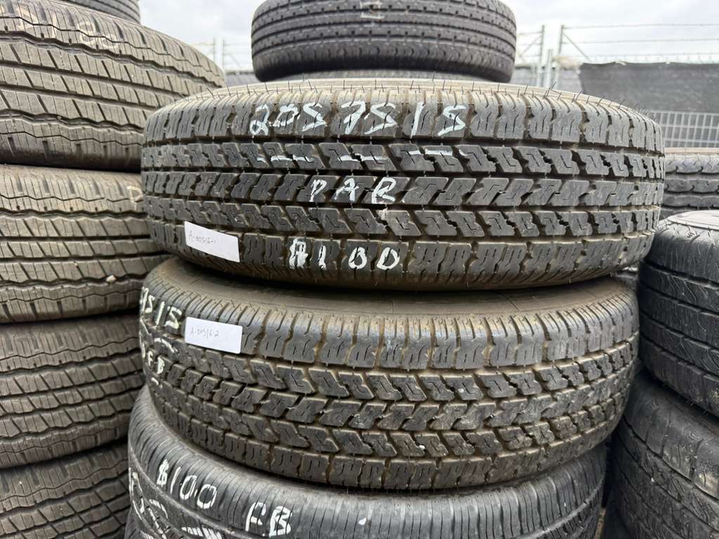 205/75R15 Pair (2 Used Tires) Coker Classic White Wall