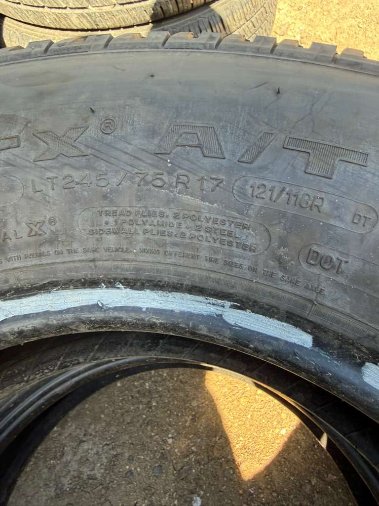 LT245/75R17 Pair (2 Used Tires) Michelin LTX A/T2