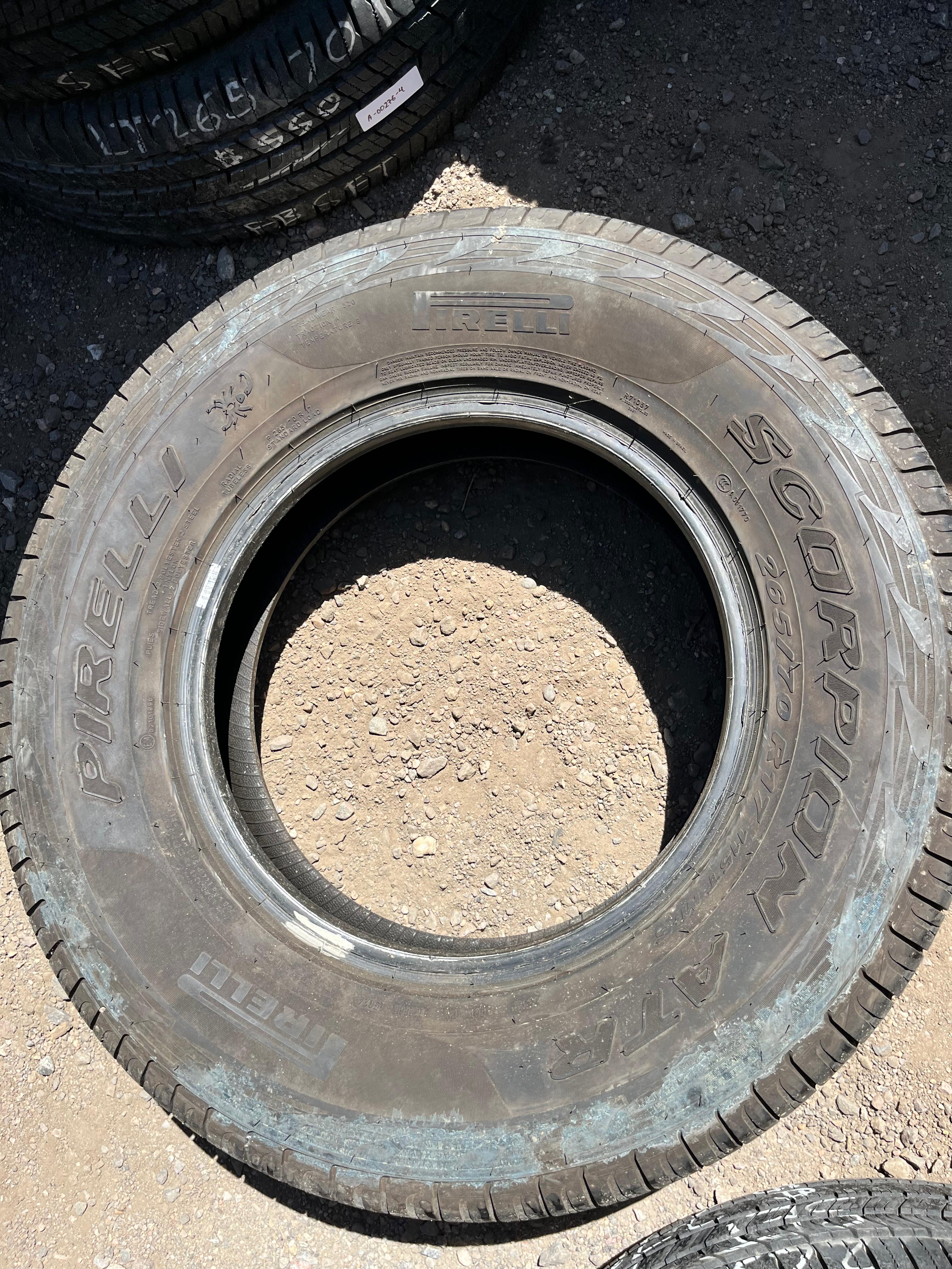 265/70R17 Pair (2 Used Tires) Pirelli Scorpion (ATR)