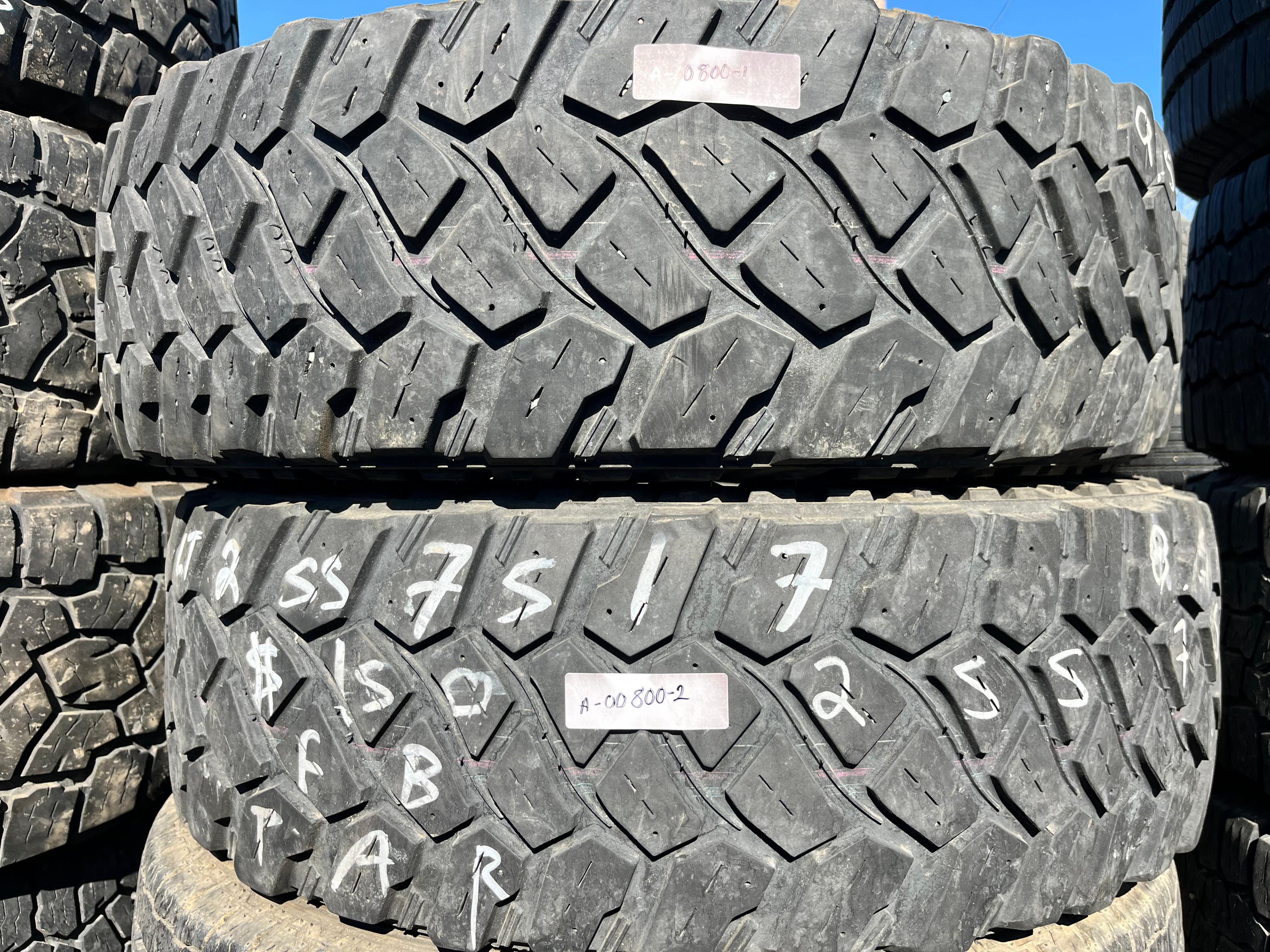 LT255/75R17 Pair (2 Used Tires) Firestone Destination