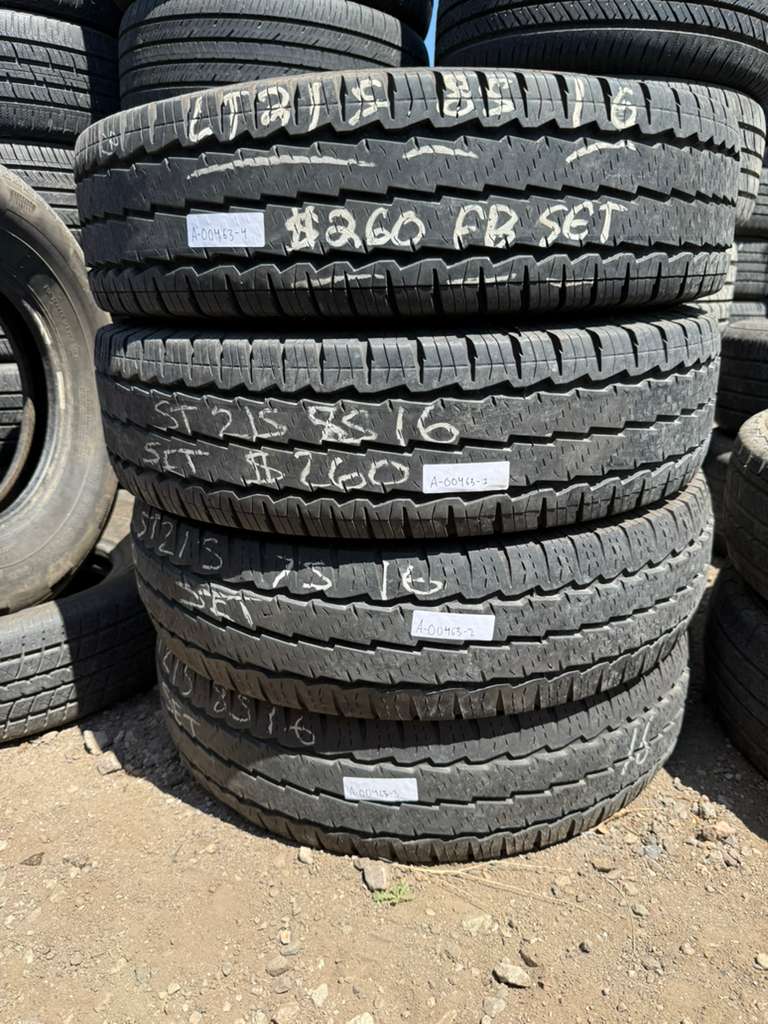 LT215/85R16 Set (4 Used Tires) Continental VanContact A/S