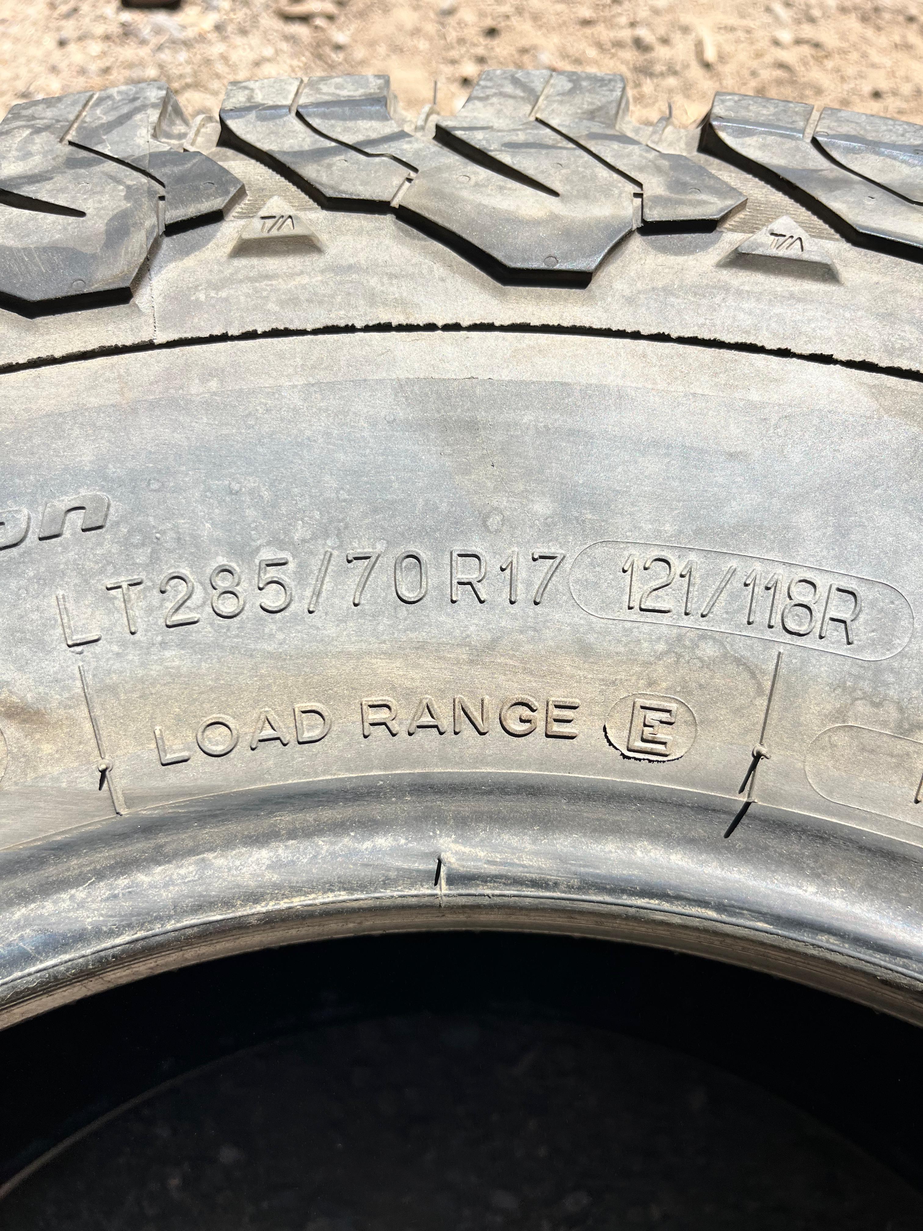 LT285/70R17 Pair (2 Used Tires) BFGoodrich Baja Champion (KO2