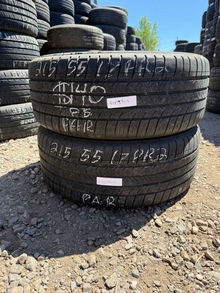 215/55R17 Pair (2 Used Tires) Michelin Pilot Sport All Season 4