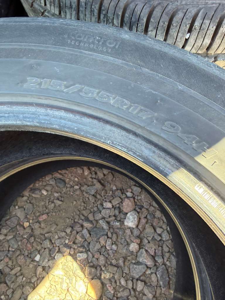 215/55R17 Pair (2 Used Tires) Hankook Kinergy GT