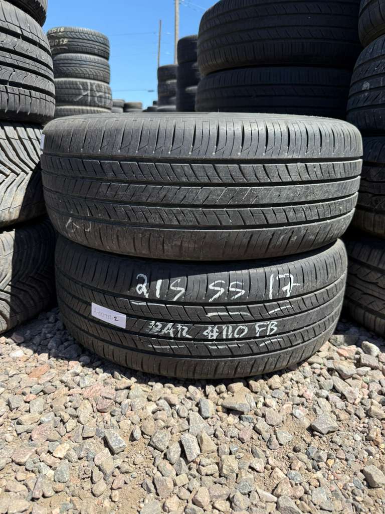 215/55R17 Pair (2 Used Tires) Hankook Kinergy GT