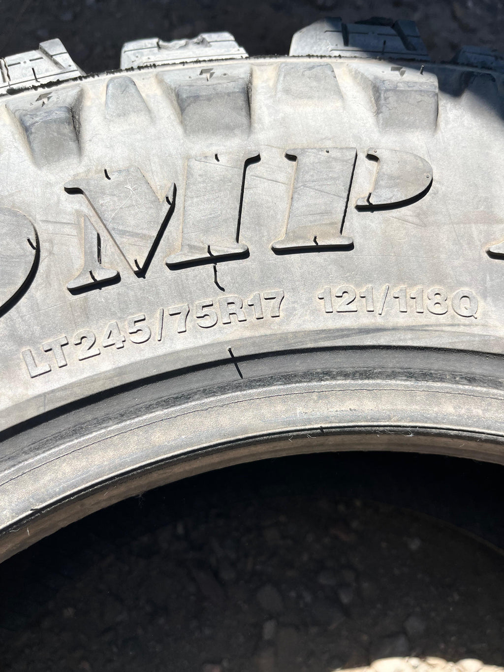 LT245/75R17 Pair (2 Used Tires) Mud Claw Comp MTX