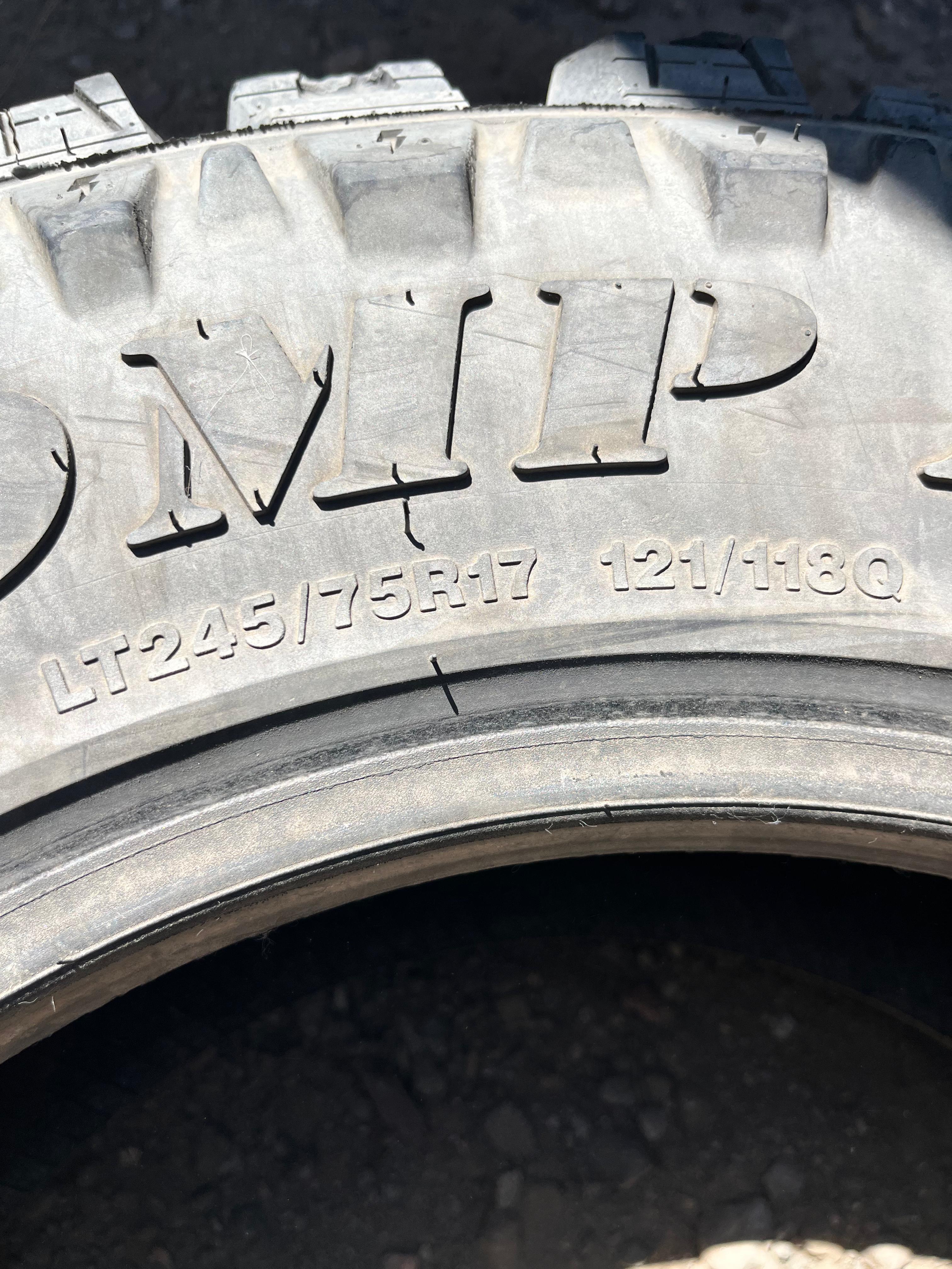 LT245/75R17 Pair (2 Used Tires) Mud Claw Comp MTX