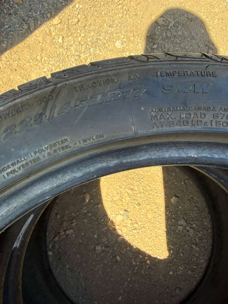 225/45R17 Pair (2 Used Tires) Hercules Raptis R-T5