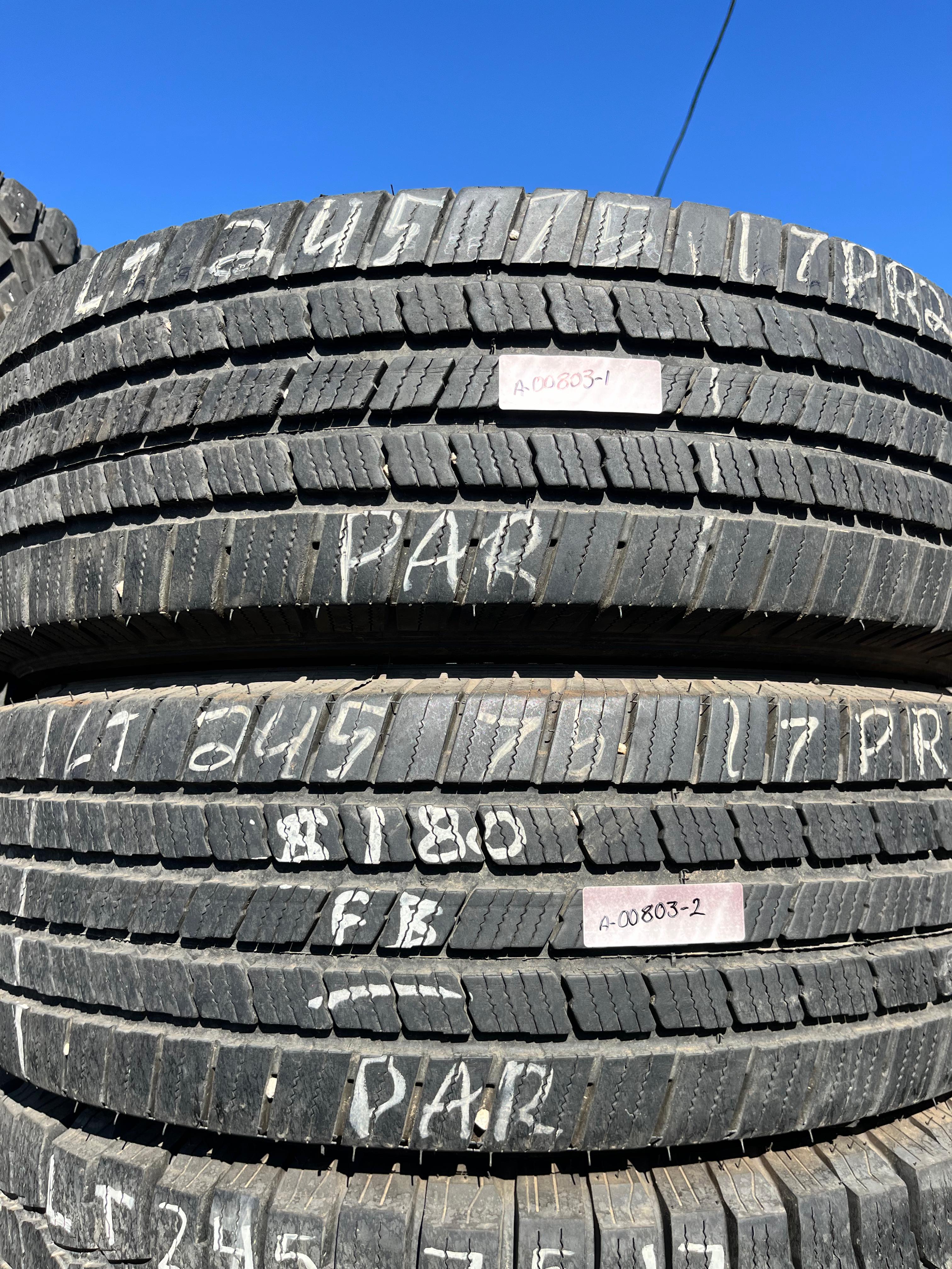 LT245/75R17 Pair (2 Used Tires) Michelin LTX (MS2)