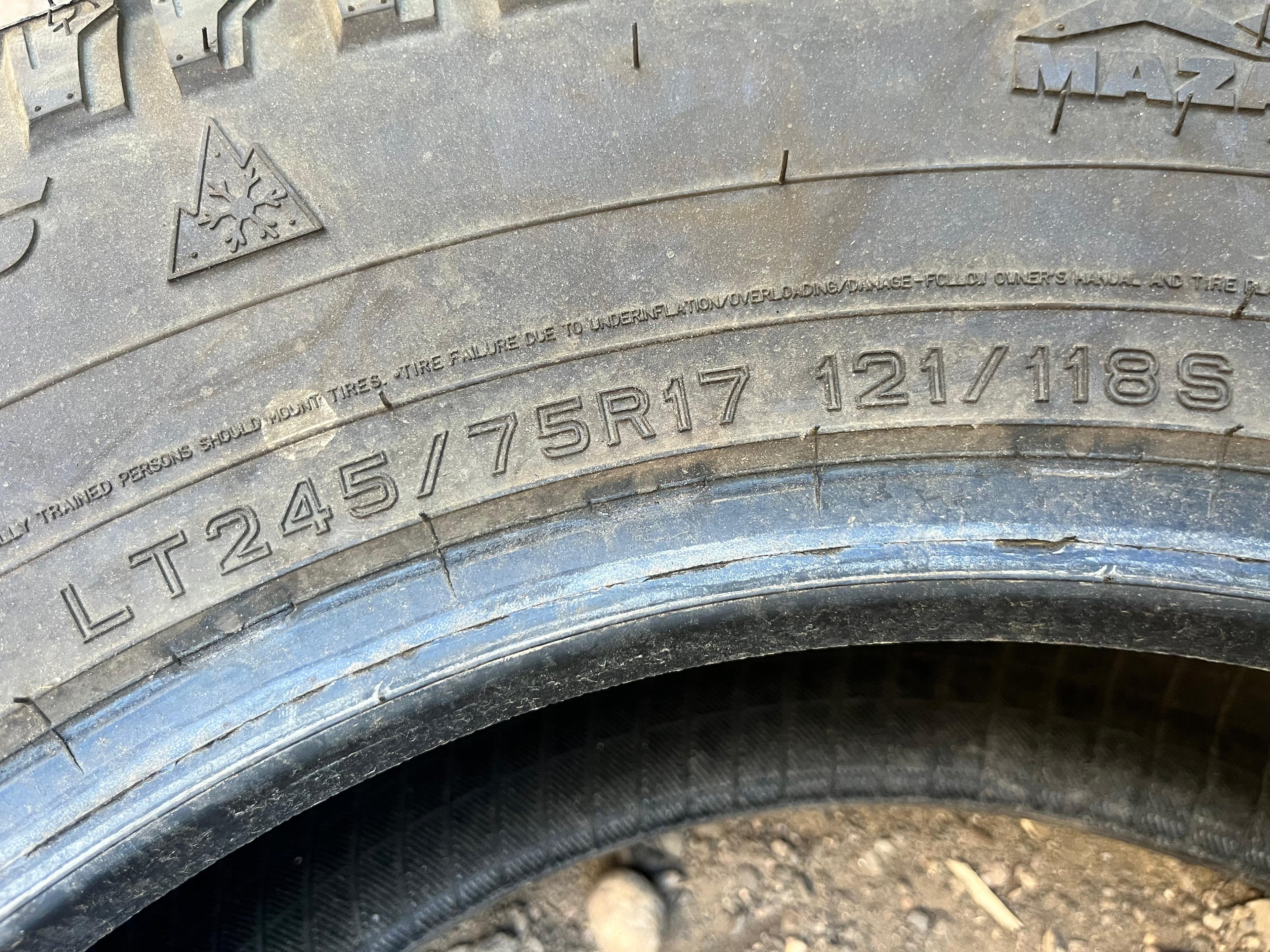 LT245/75R17 Set (4 Used Tires) Mazama Tire Open Range (Plus)
