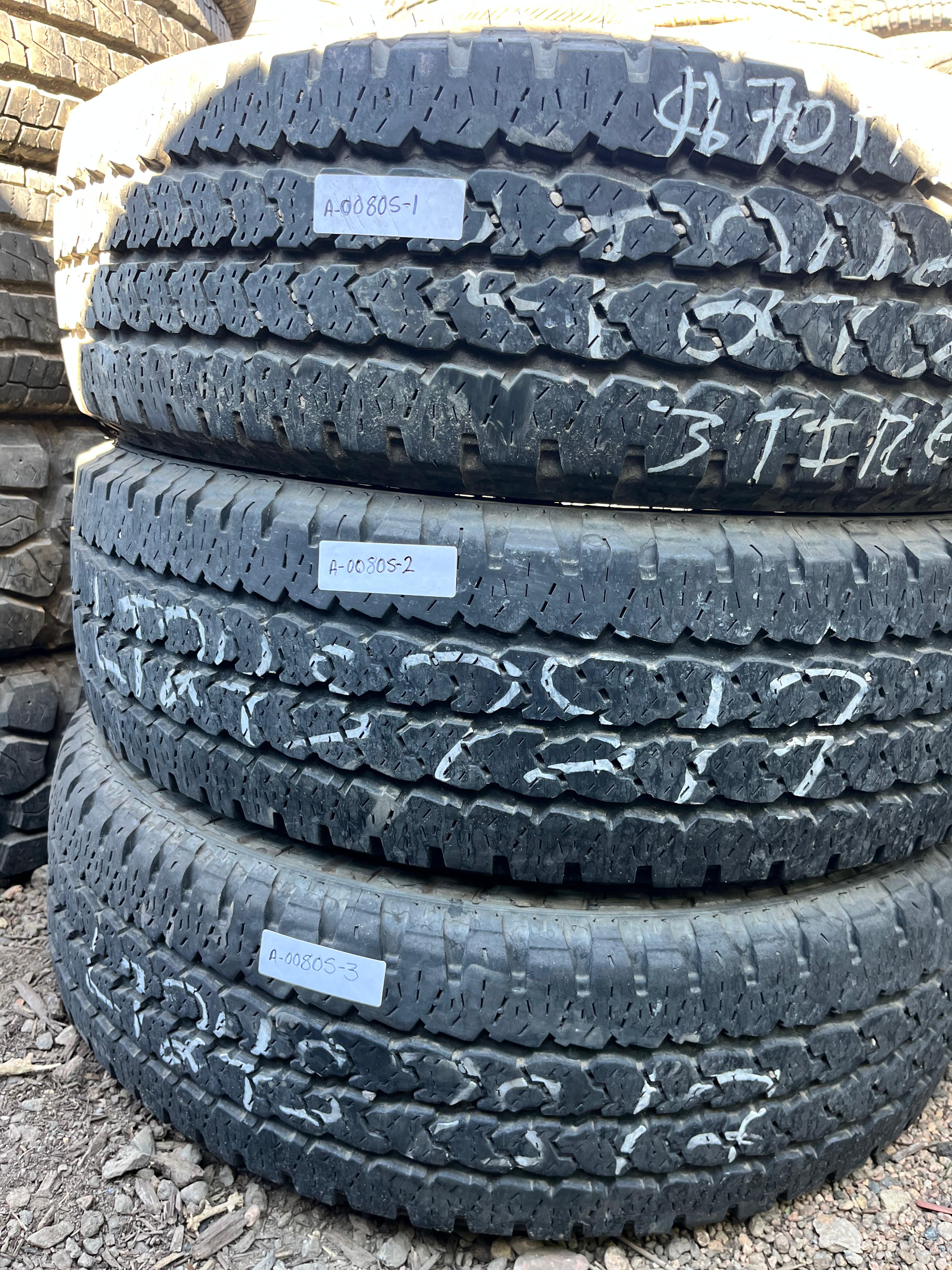 LT245/75R17 (3 Used Tires) Firestone Transforce (AT2)