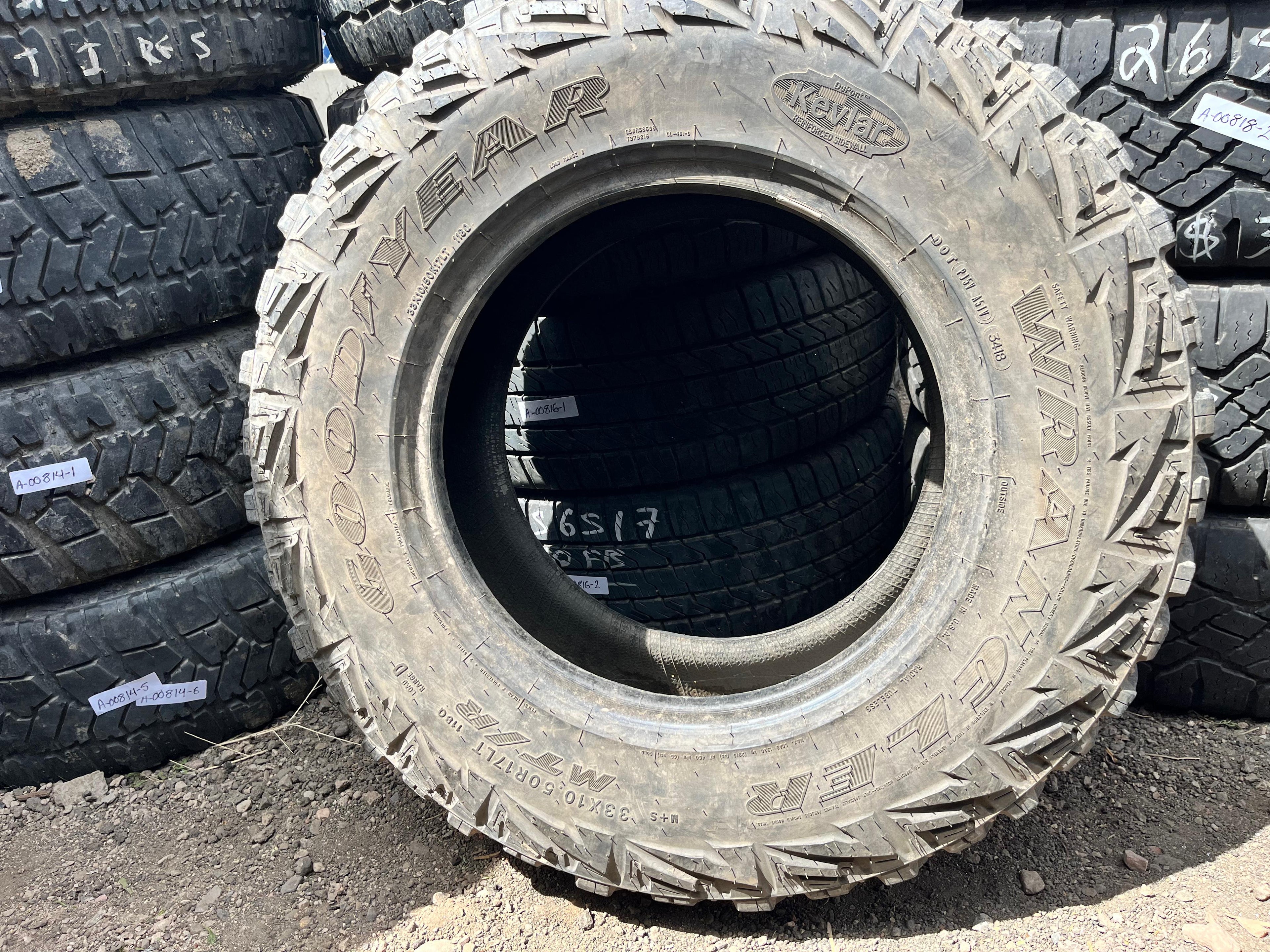 LT33x10.50R17 Set (4 Used TIres) Goodyear Wrangler(MT/R)