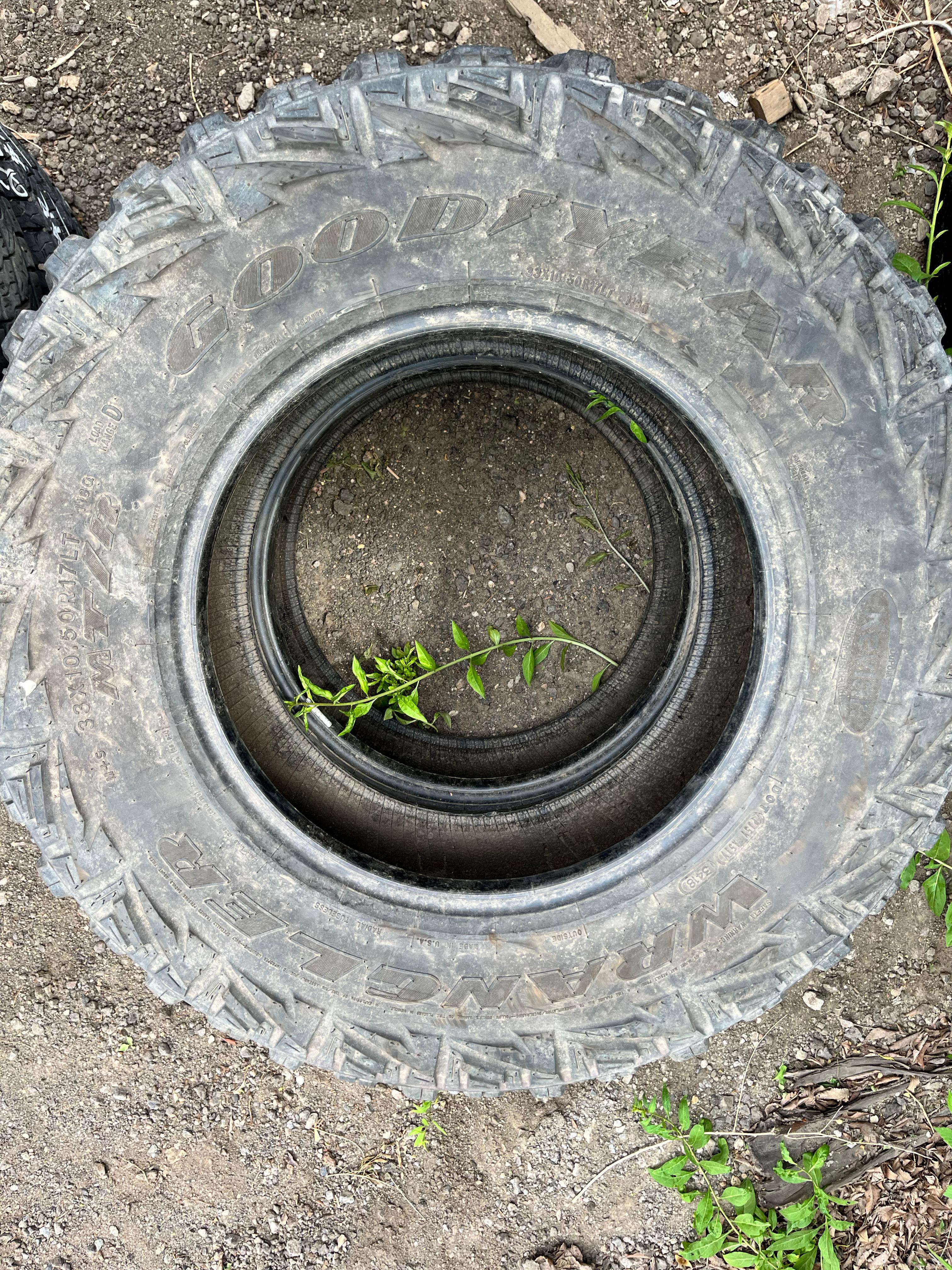 LT33x10.50R17 Pair (2 Used Tires) Goodyear Wrangler(MT/R)