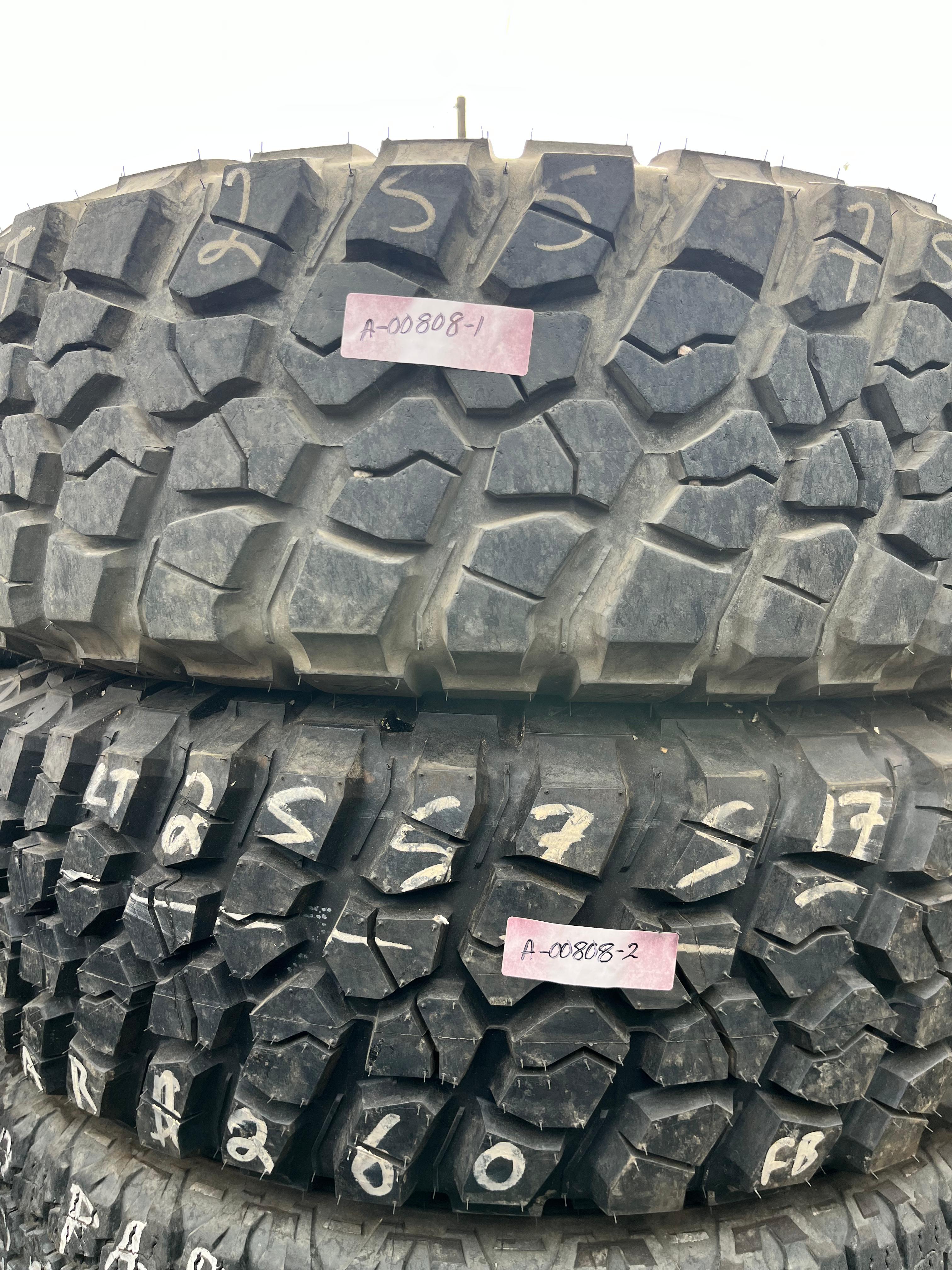 LT255/75R17 Pair (2 Used Tires) BFGoodrich Mud-Terrain(KM2)