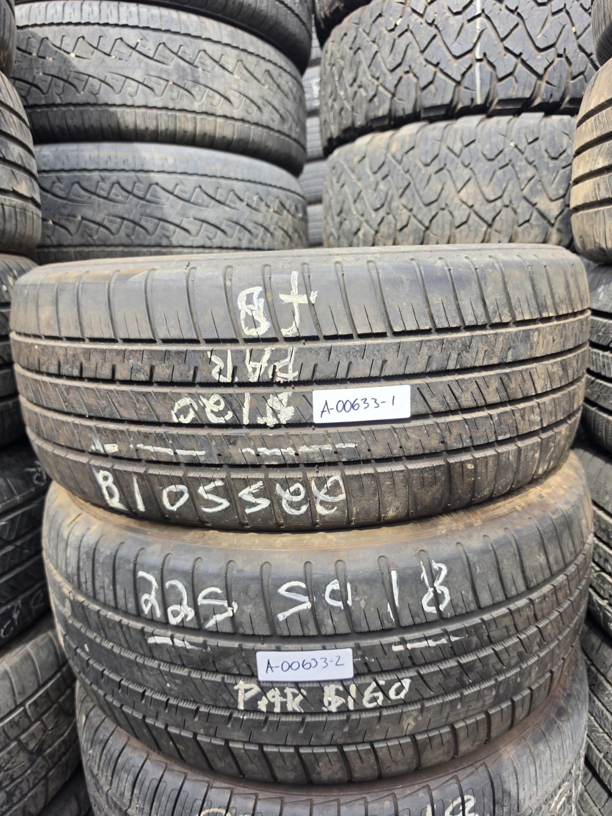225/50ZR18 Pair (2 Used Tires) Michelin Pilot Sport A/S3+