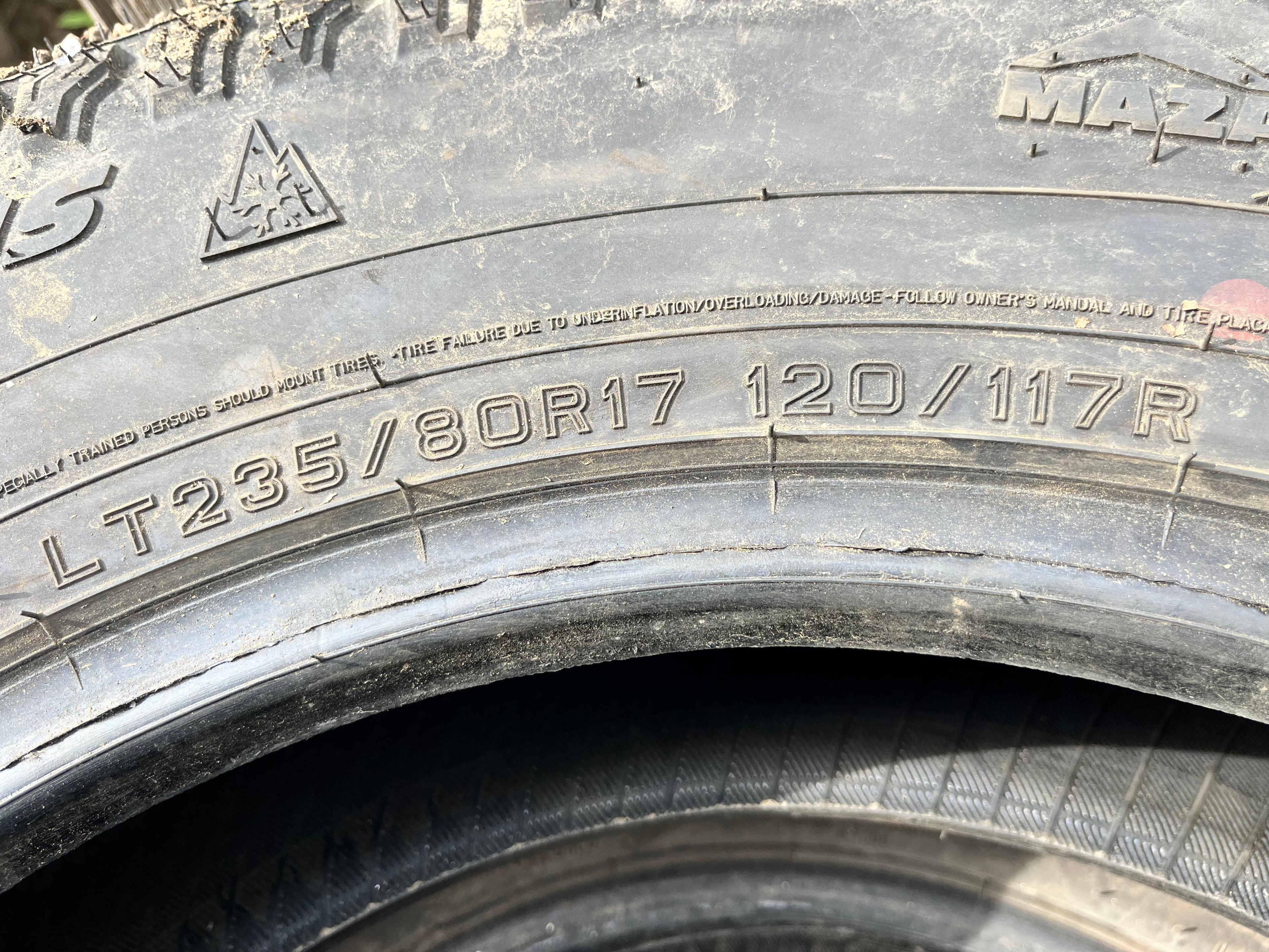 LT235/80R17 Set (4 Used Tires) Mazama Tires Open Range (Plus)