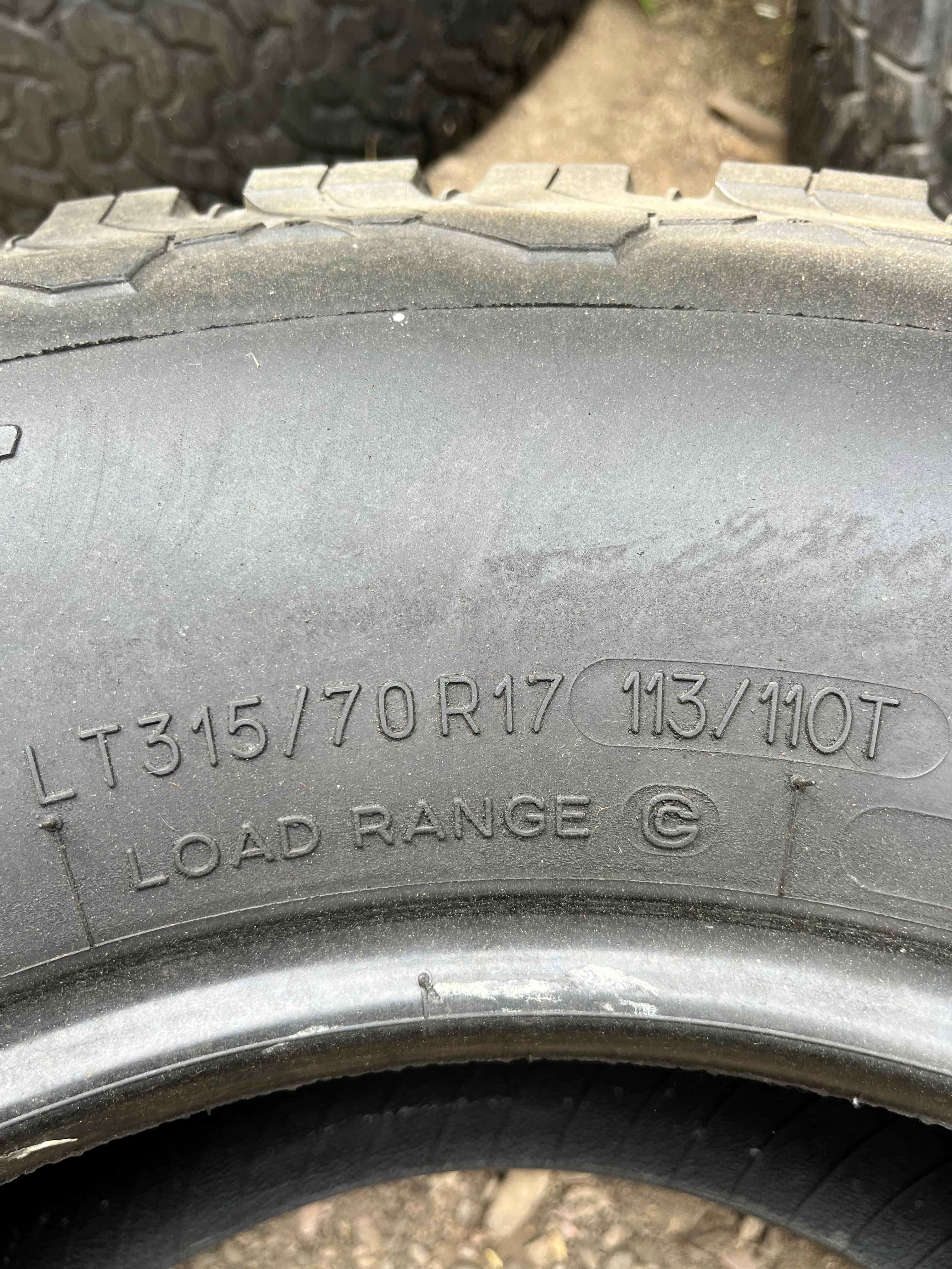 LT315/70R17 Pair (2 Used Tires) BFGoodrich Baja Champions (KO2)