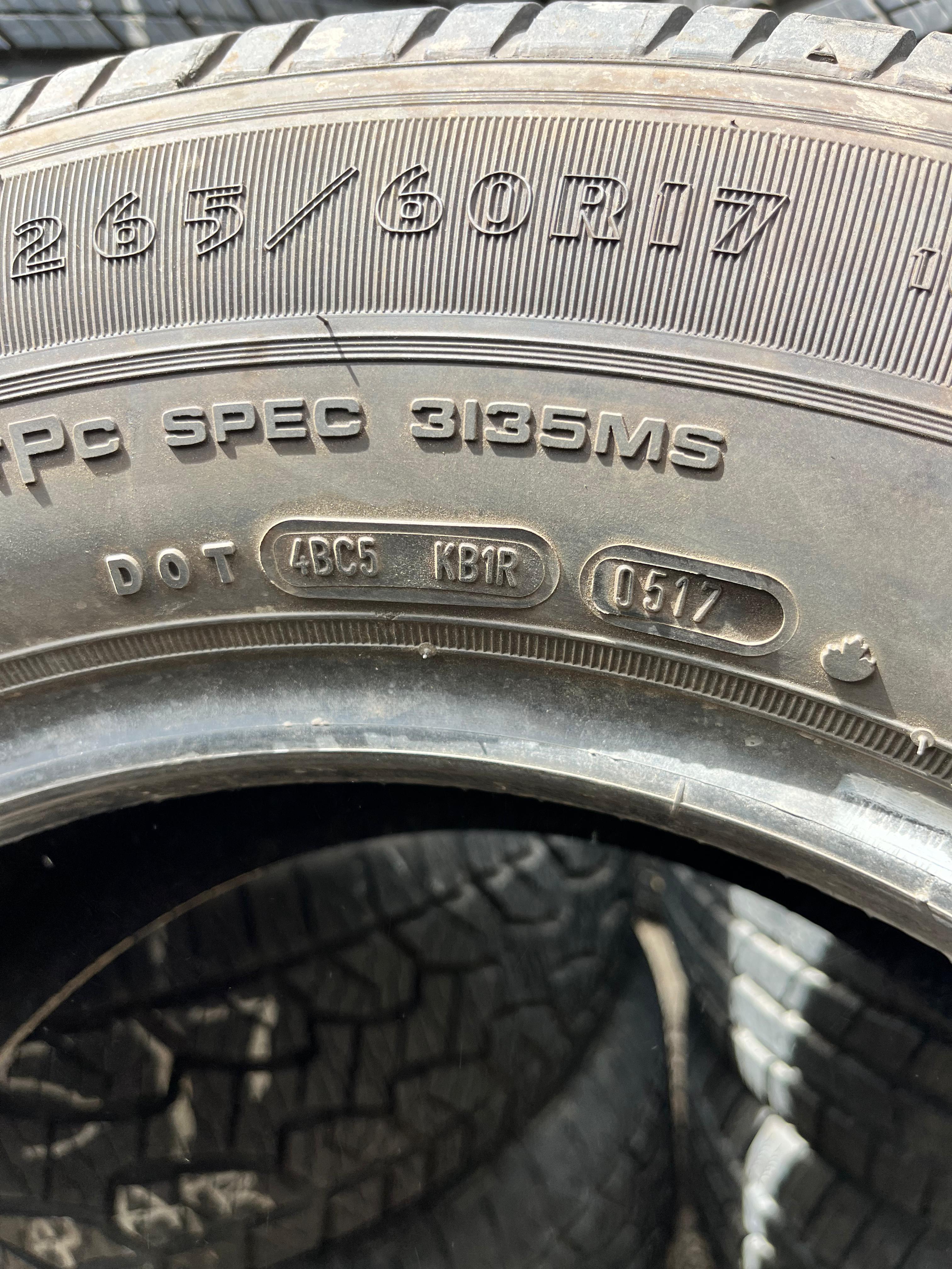 265/60R17 Set (4 Used Tires) Goodyear Eagle RS-A